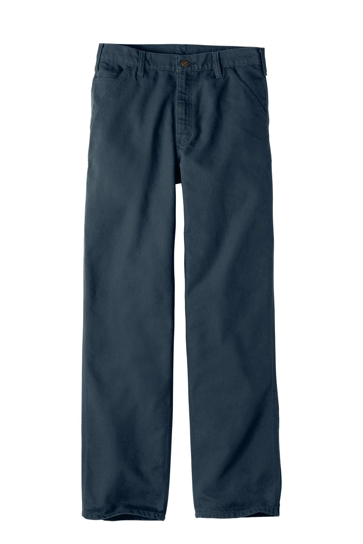 Front View of Midnight Carhartt Washed-Duck Work Dungaree. CTB11