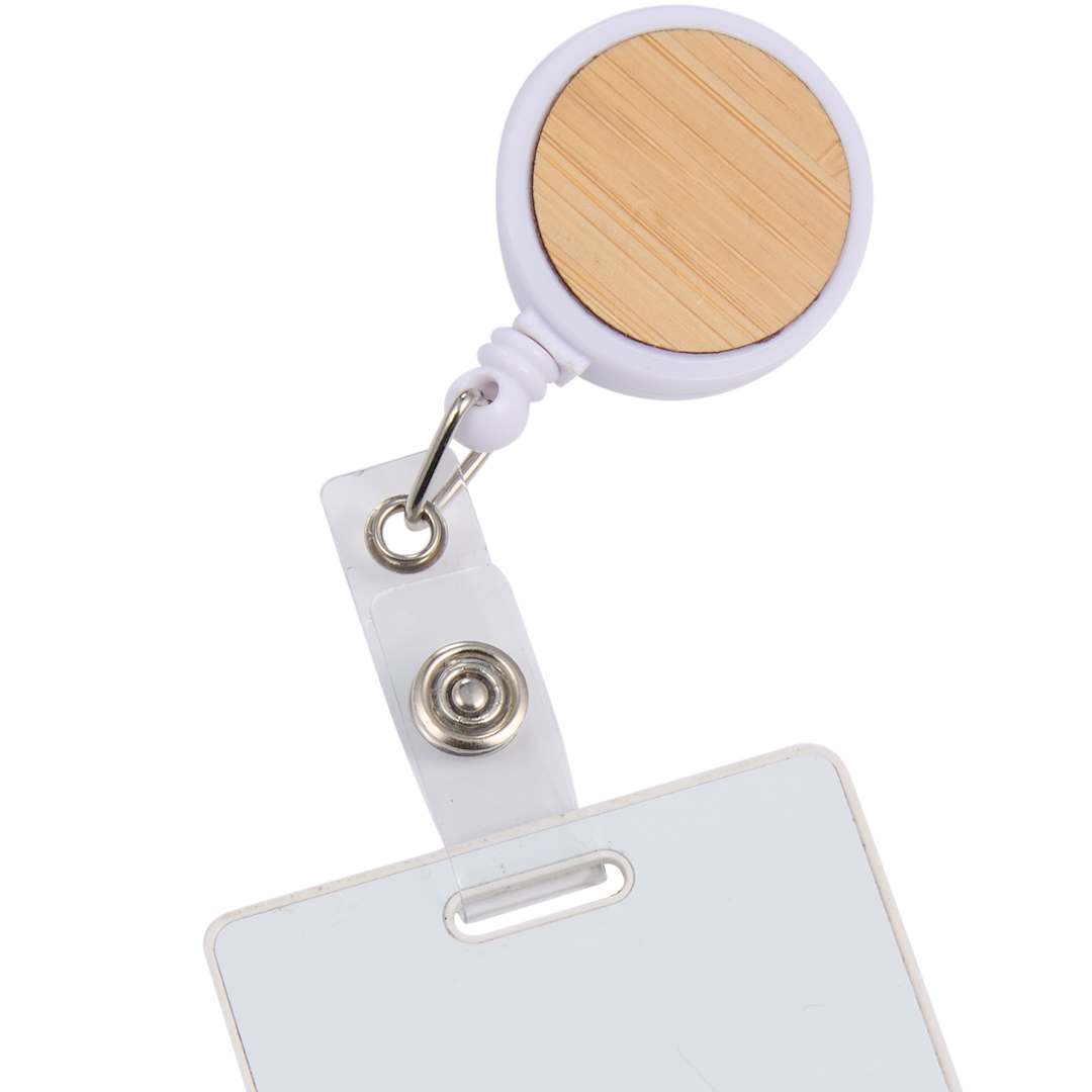 Front View of Natural Bamboo Badge Holder plain