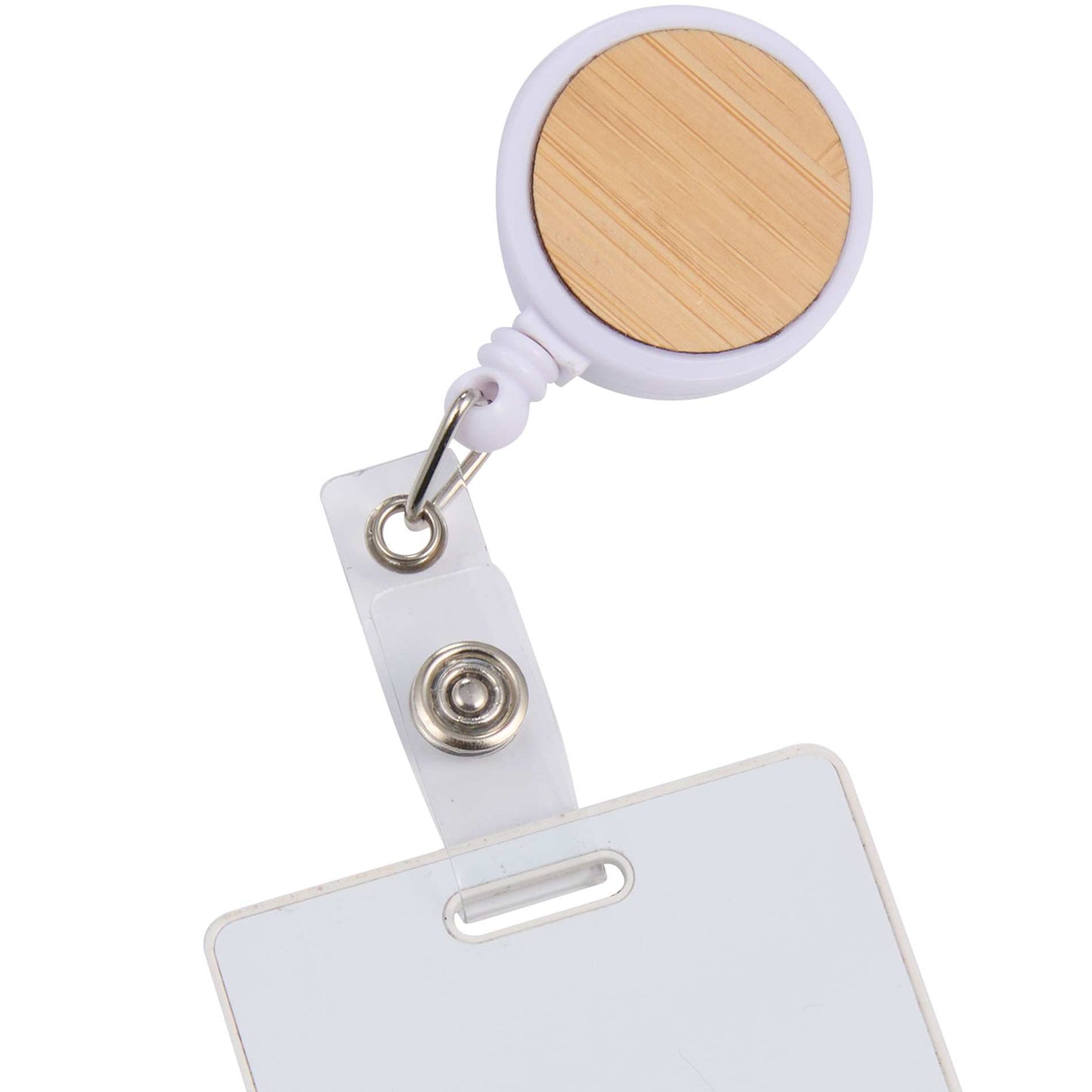 Front View of Natural Bamboo Badge Holder plain