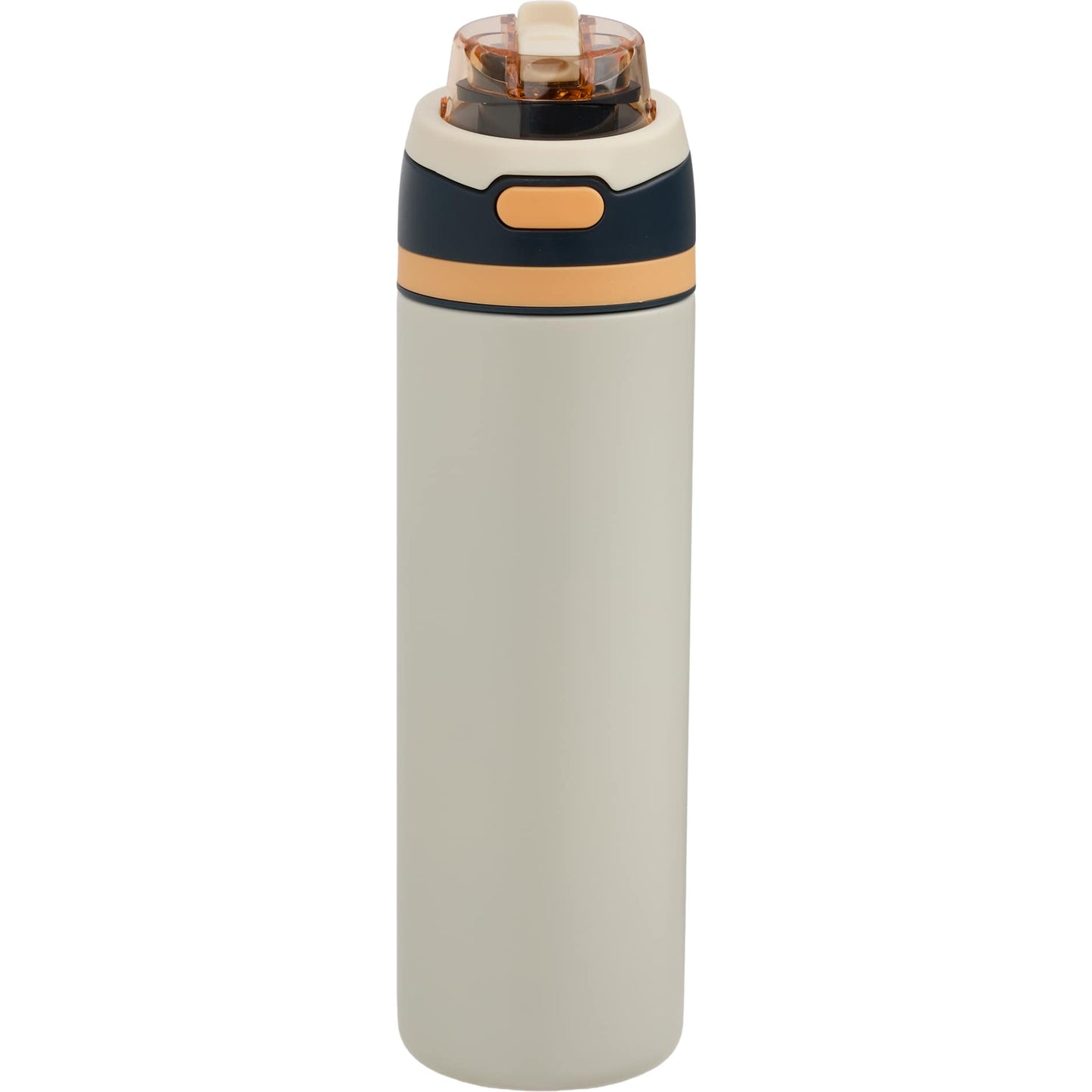 Front View of Natural Elvin 28oz Recycled Stainless Flip Straw Bottle plain