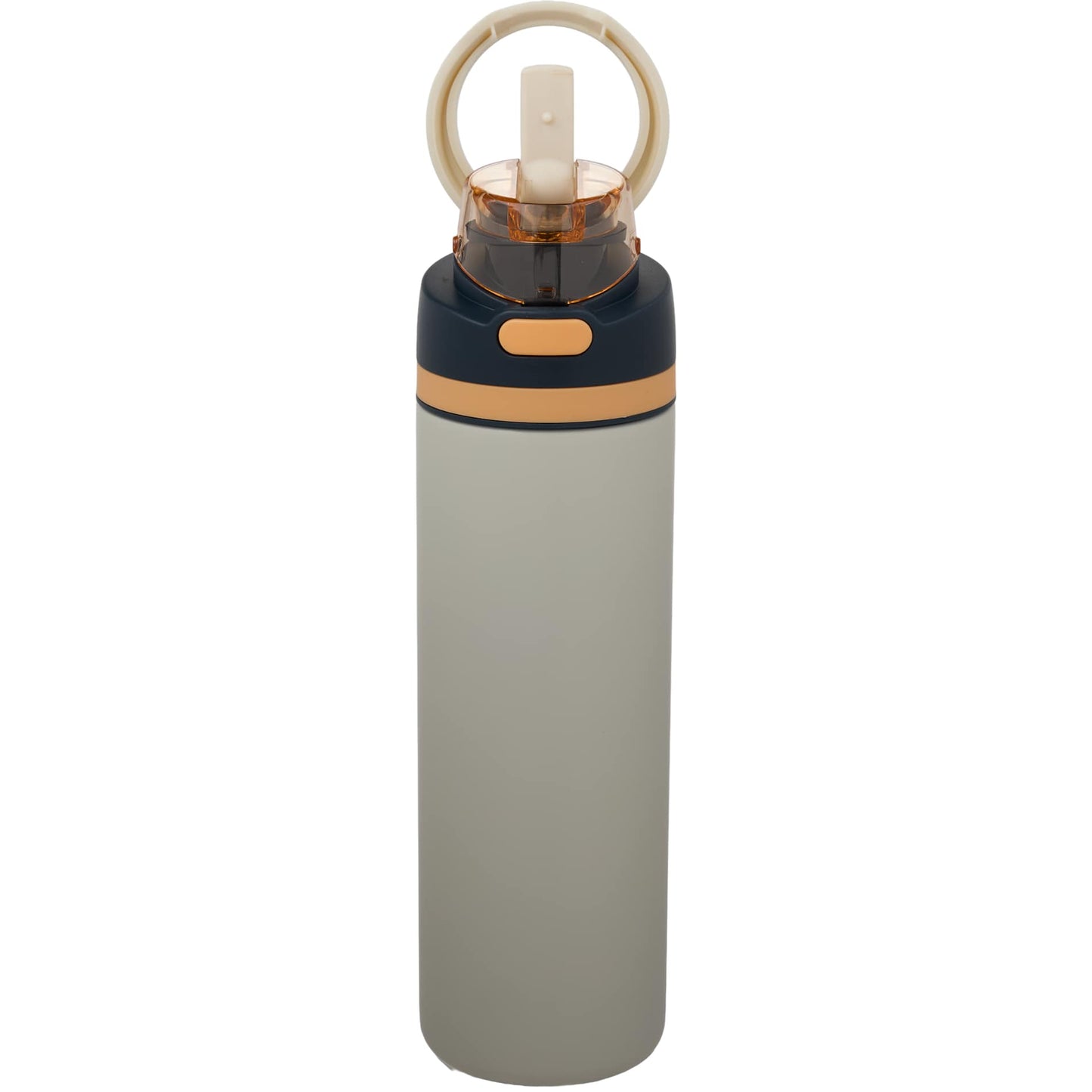 Front View of Natural Elvin 28oz Recycled Stainless Flip Straw Bottle plain