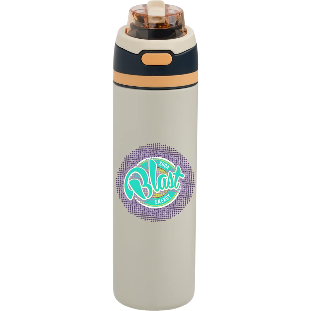 Front View of Natural Elvin 28oz Recycled Stainless Flip Straw Bottle