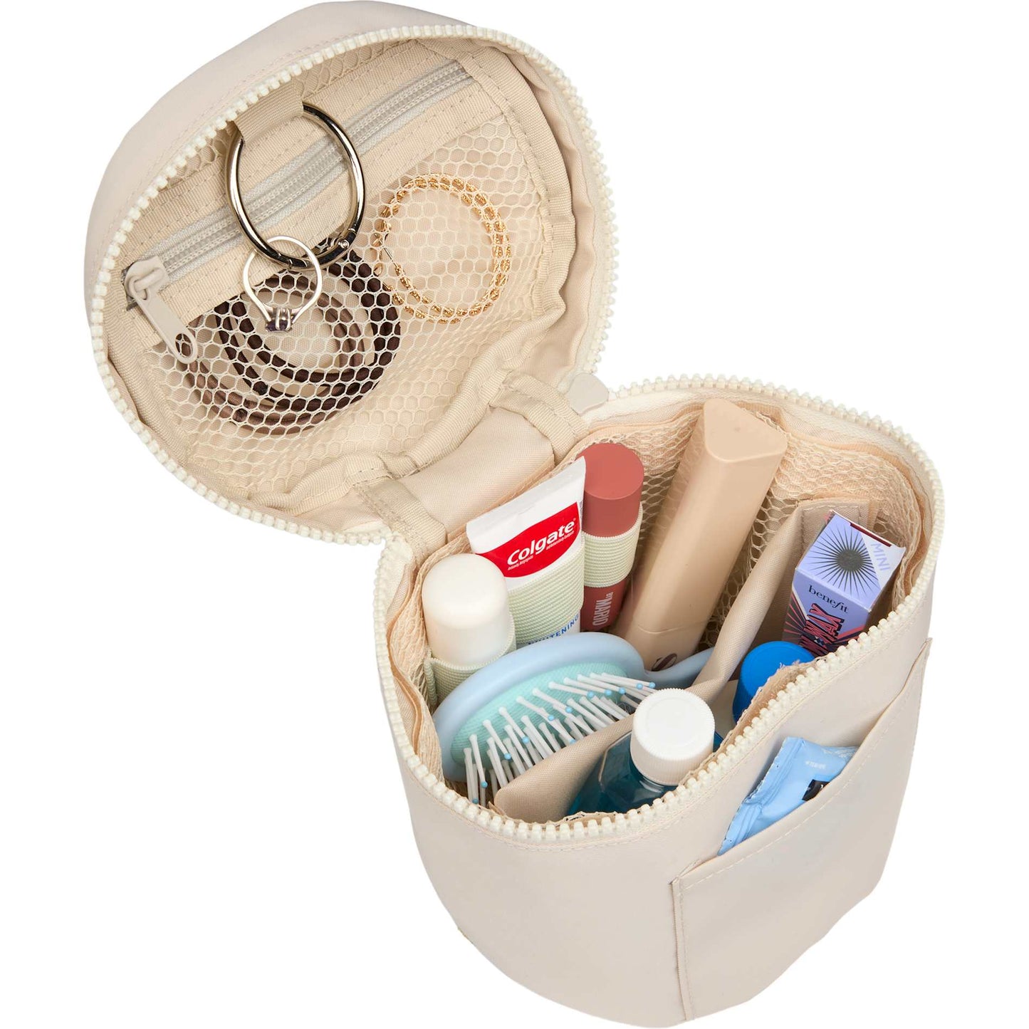 Front View of Natural Wellable Recycled Round Travel Case plain