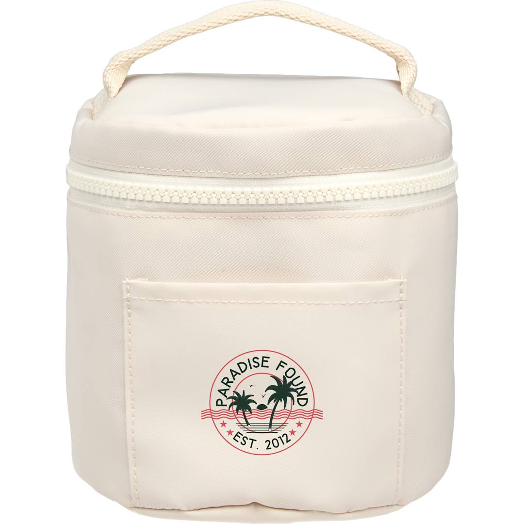 Front View of Natural Wellable Recycled Round Travel Case