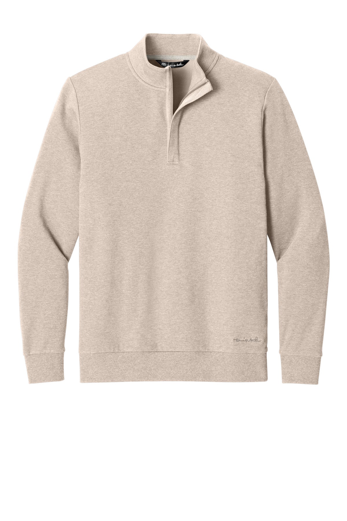 Front View of NaturalHtr TravisMathew Ocean Villa 1/4-Zip TMA41421