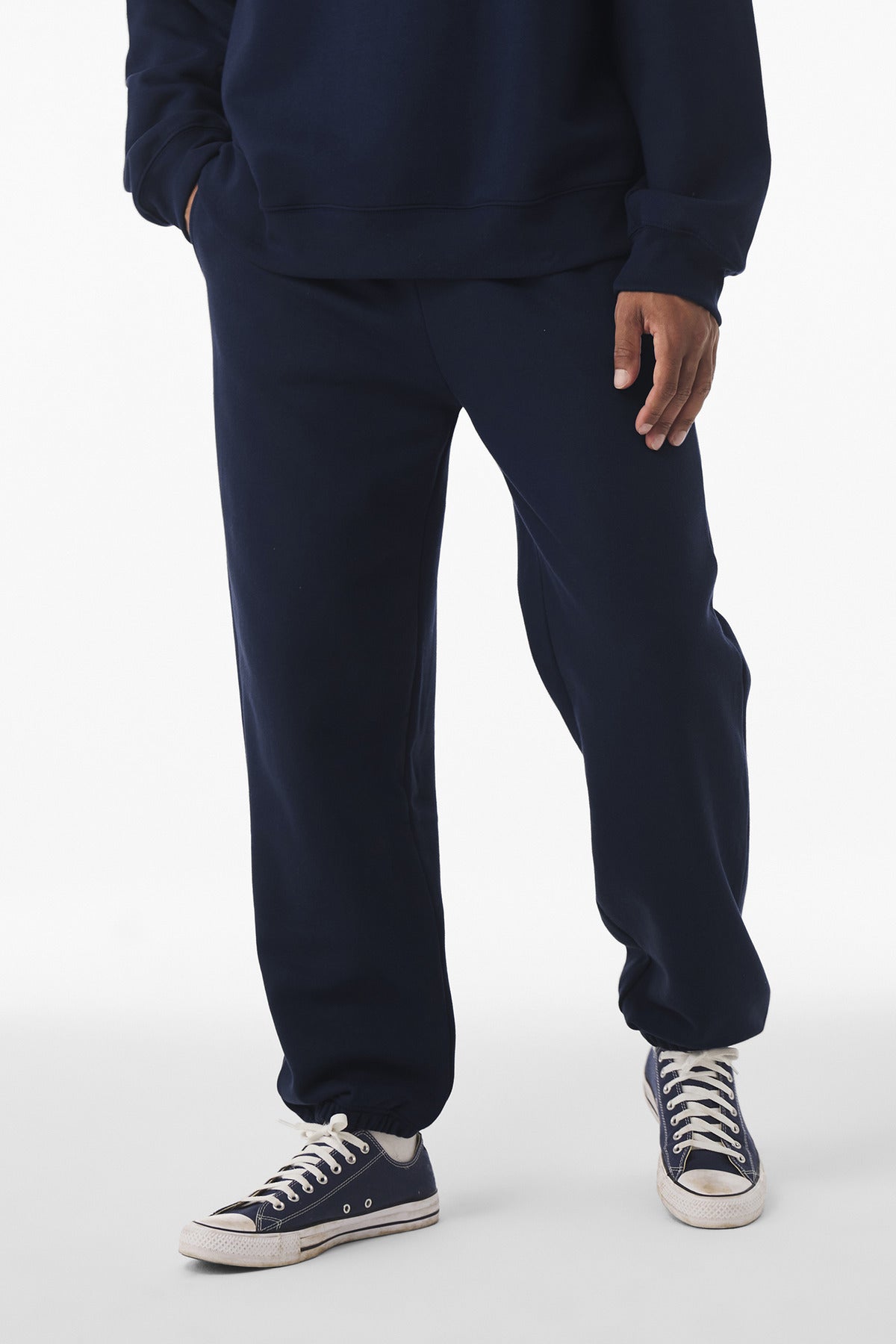 Front View of Navy BELLA+CANVAS Unisex 10-Ounce Heavyweight Sweatpant BC4737