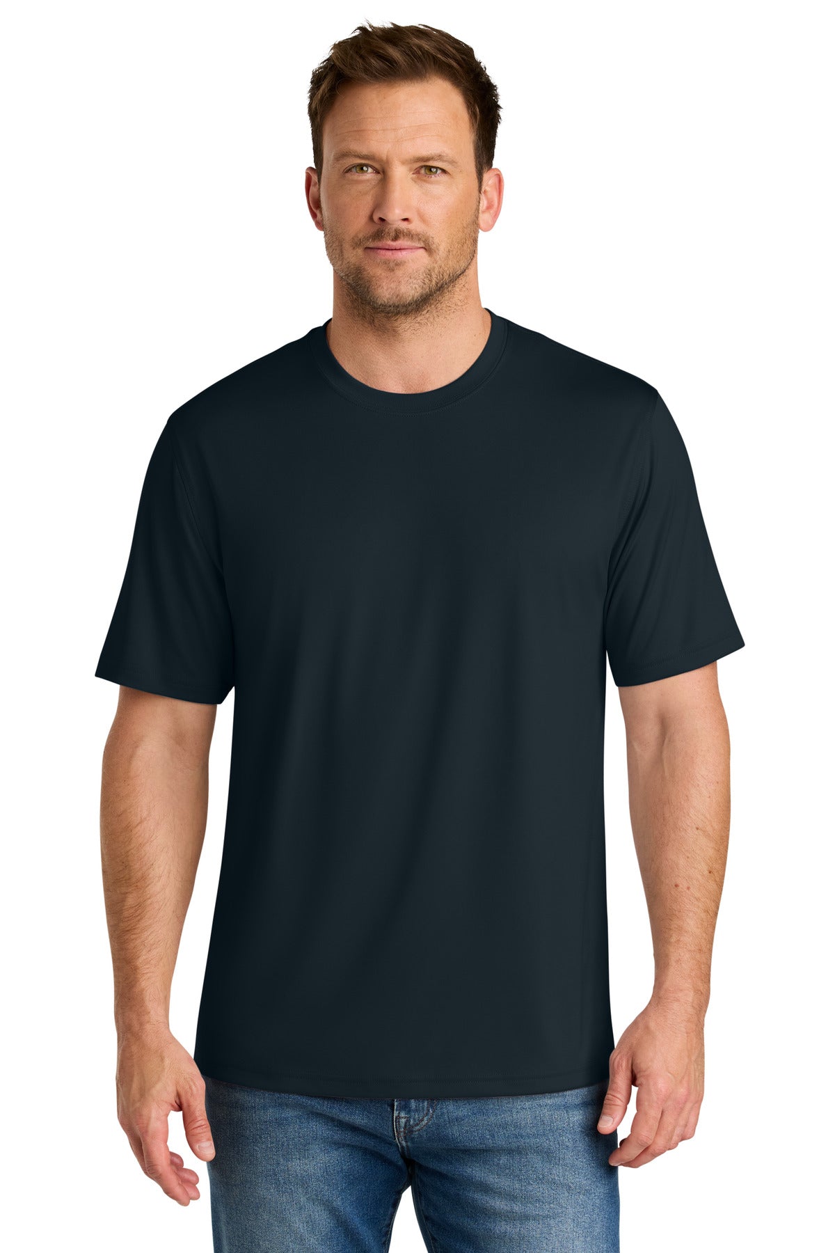 Front View of Navy CornerStone Workwear Pro Short Sleeve Tee CS440