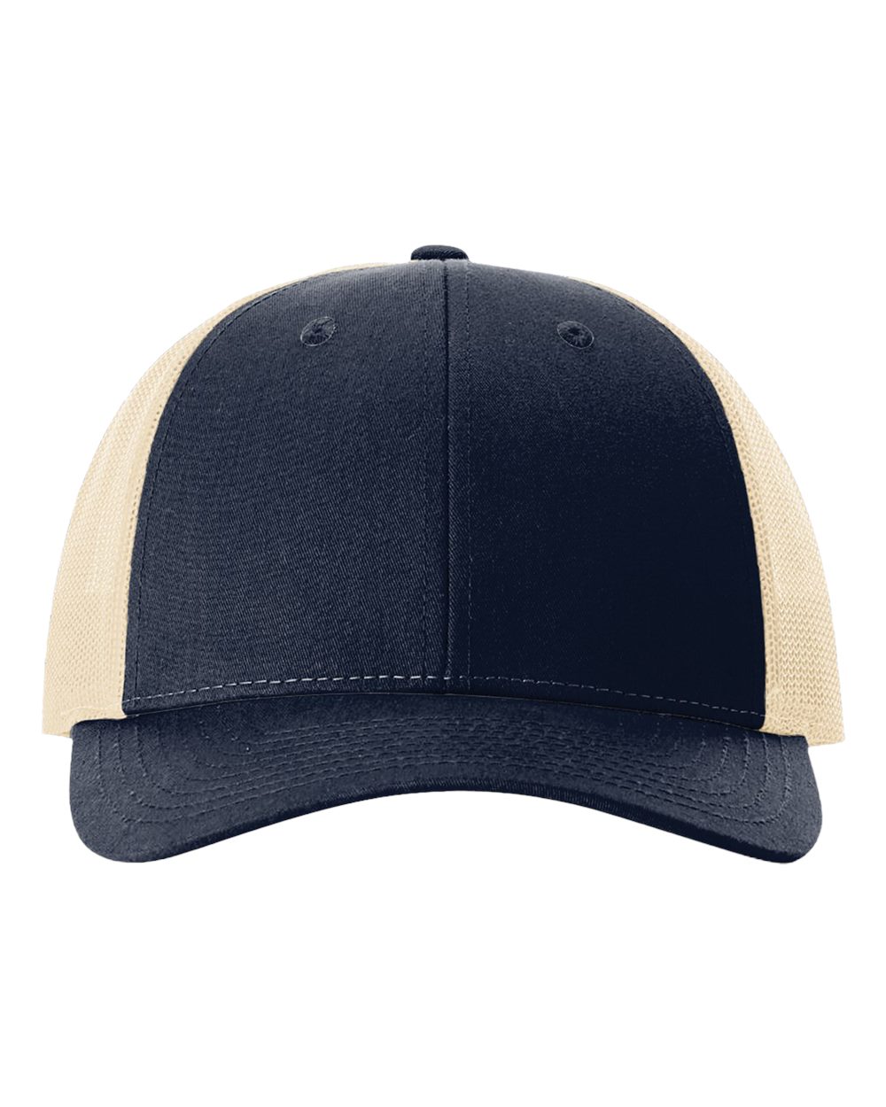 Front View of Navy/ Khaki Low Pro Trucker Cap - 115