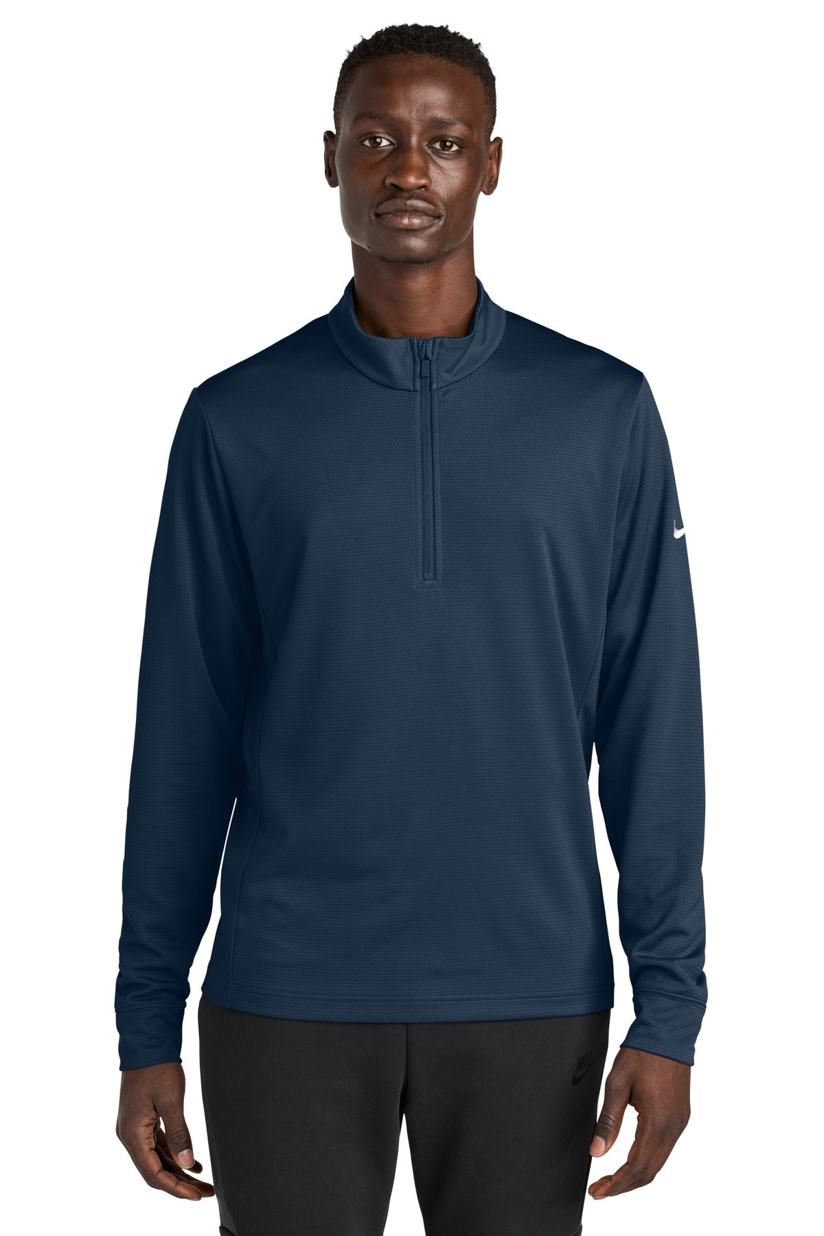 Front View of Navy Nike Essential 1/2-Zip Cover-Up NKHM8036