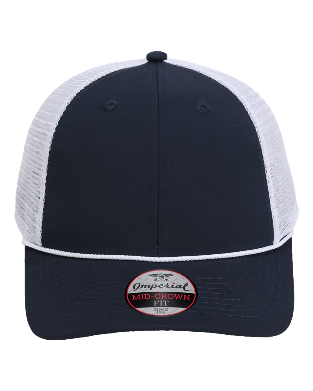 Front View of Navy/ White The Night Owl Performance Rope Cap - 7055