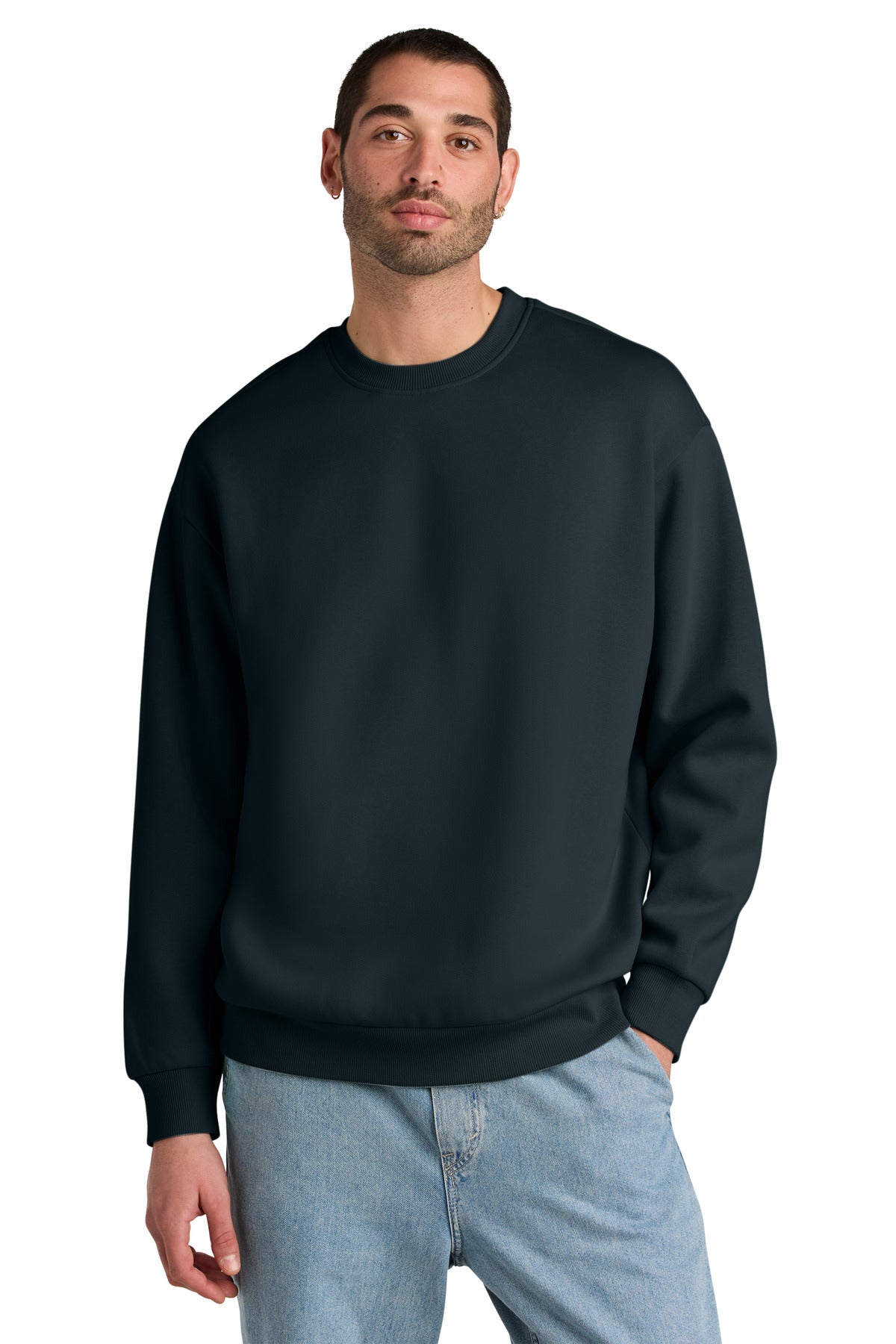 Front View of NavyBlue District V.I.T. Heavyweight Fleece Crew DT6154