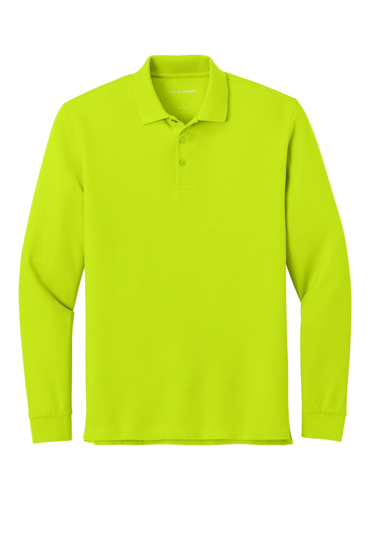 Front View of NeonYellow Port Authority Wearever Signature Pique Long Sleeve Polo K200LS