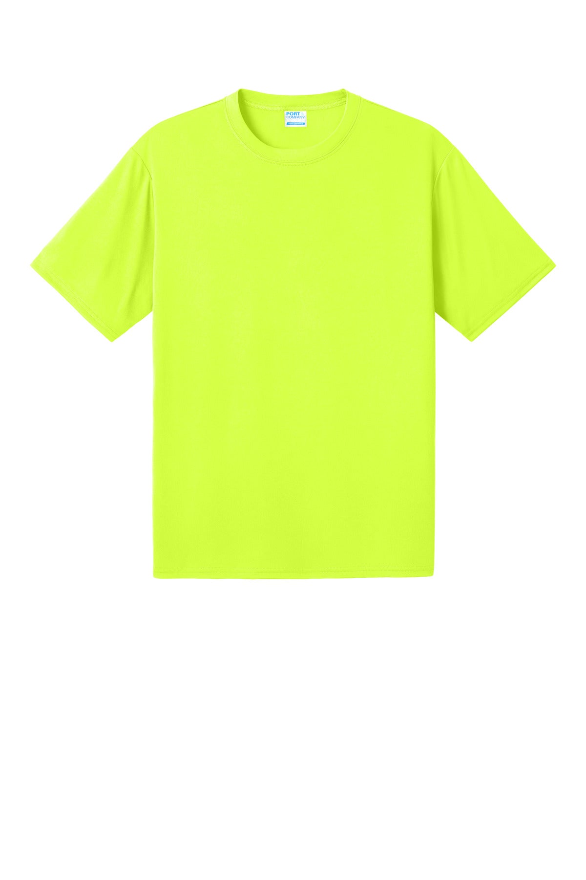 Front View of NeonYellow Port & Co PosiPrint Performance Tee PC380DTG