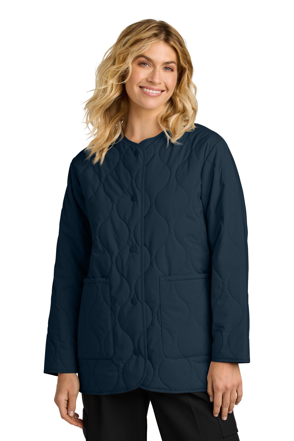 Front View of NightNavy Mercer+Mettle Women's Quilted Liner Jacket MM7203