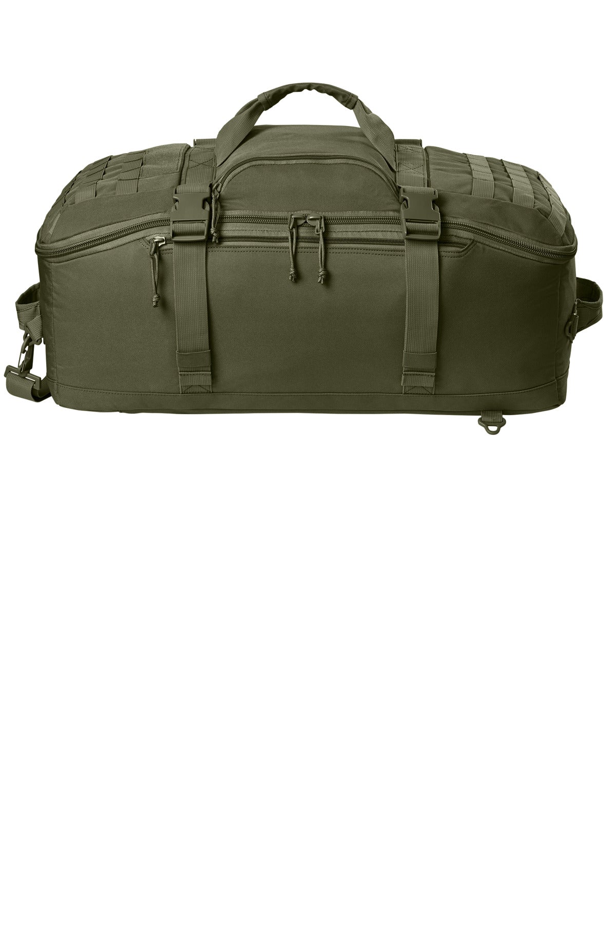 Front View of OlvDrabGn CornerStone Tactical Barrel Duffel CSB817