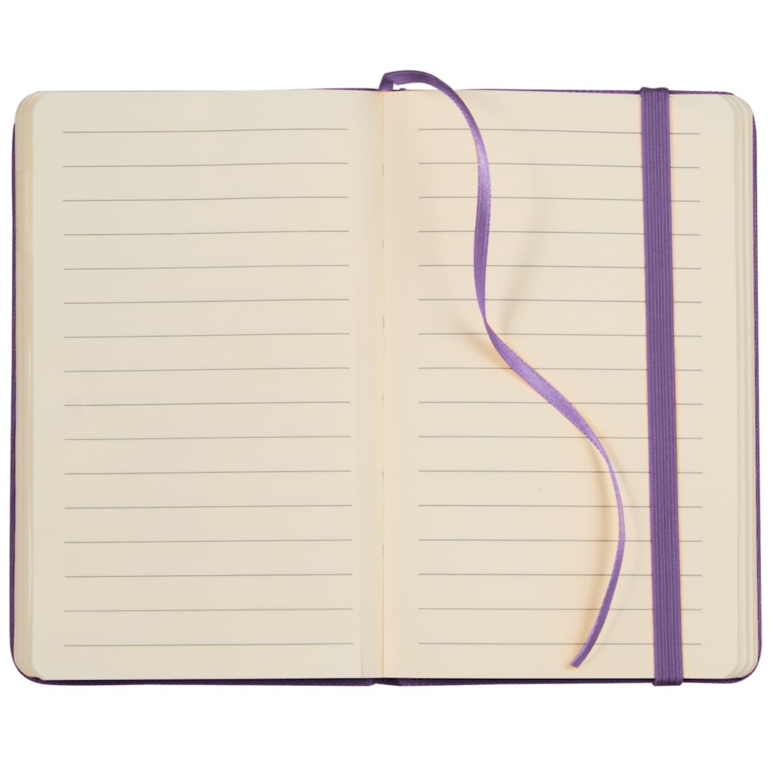 Front View of Purple 3.5" x 5.5" Recycled PET Pocket Bound Journal