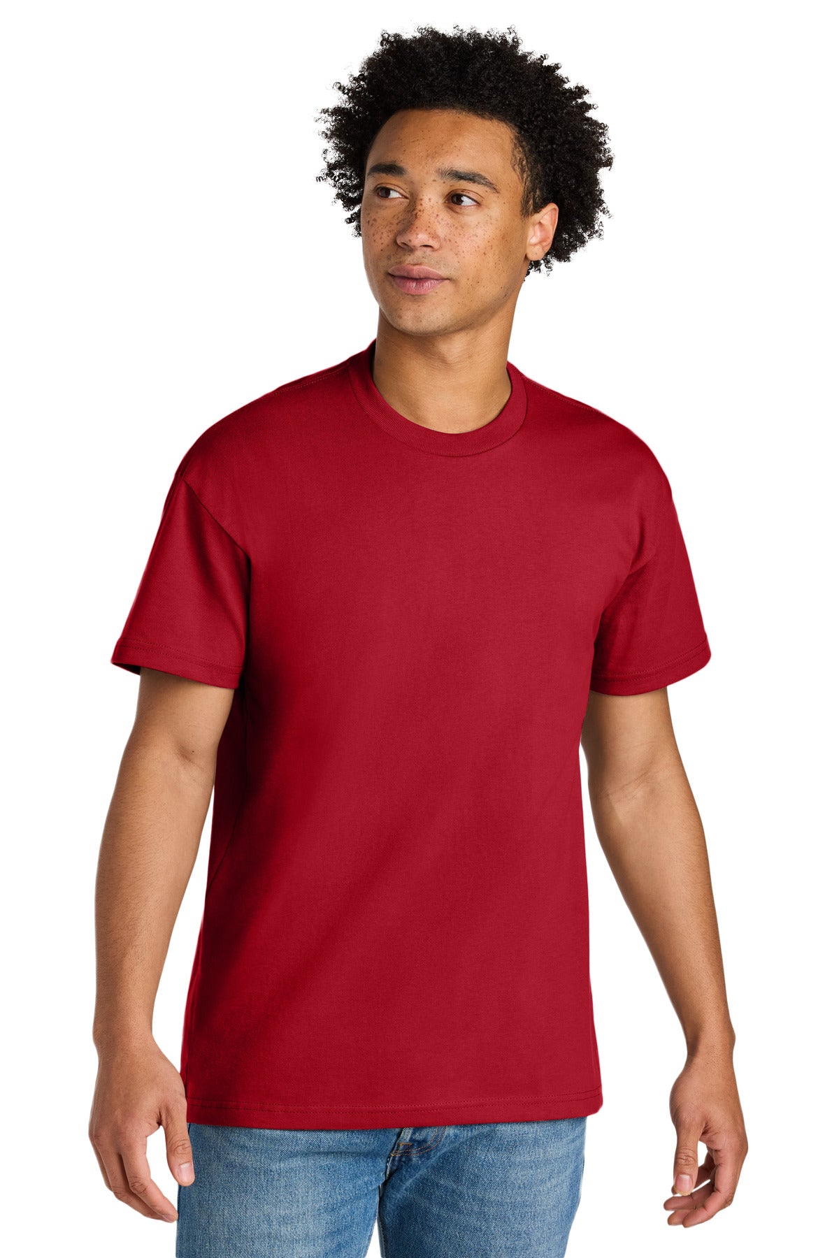 Front View of Red Next Level Apparel Heavyweight Tee NL7200