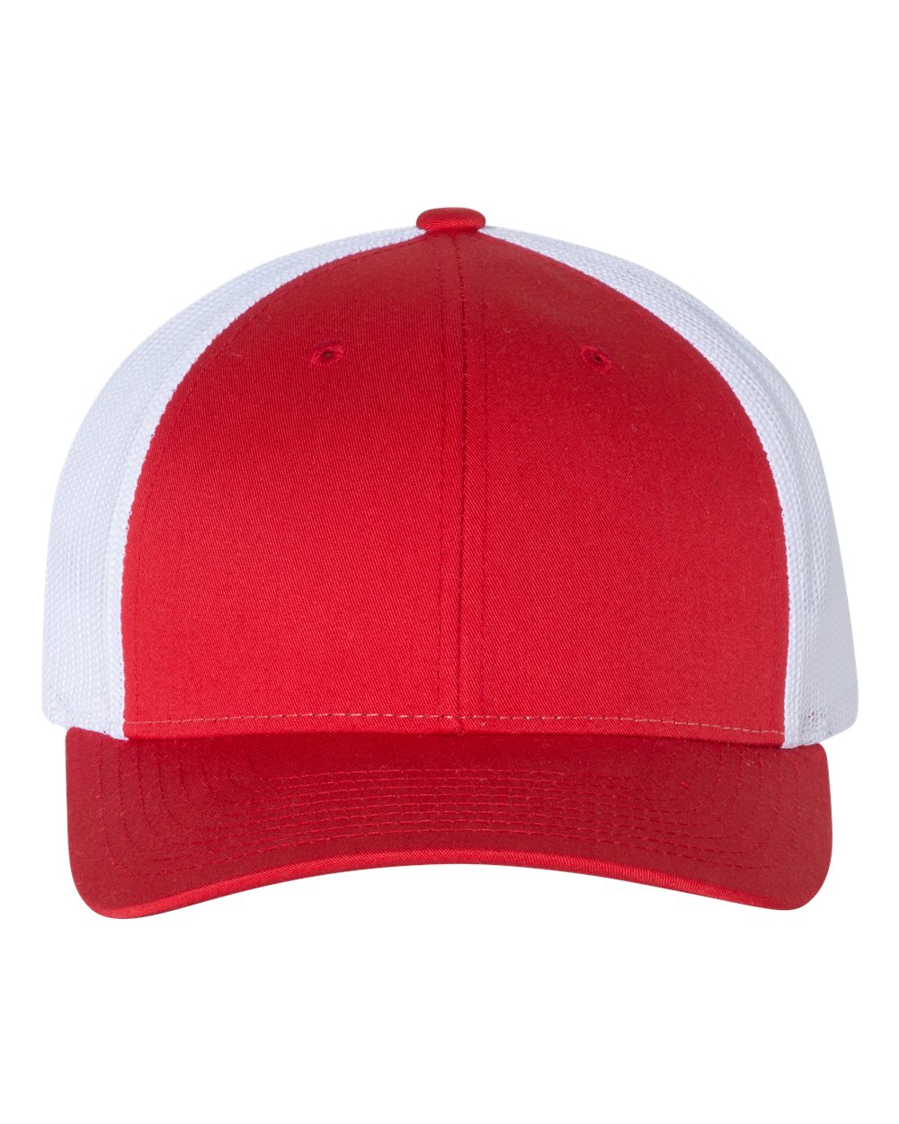 Front View of Red/ White Low Pro Trucker Cap - 115
