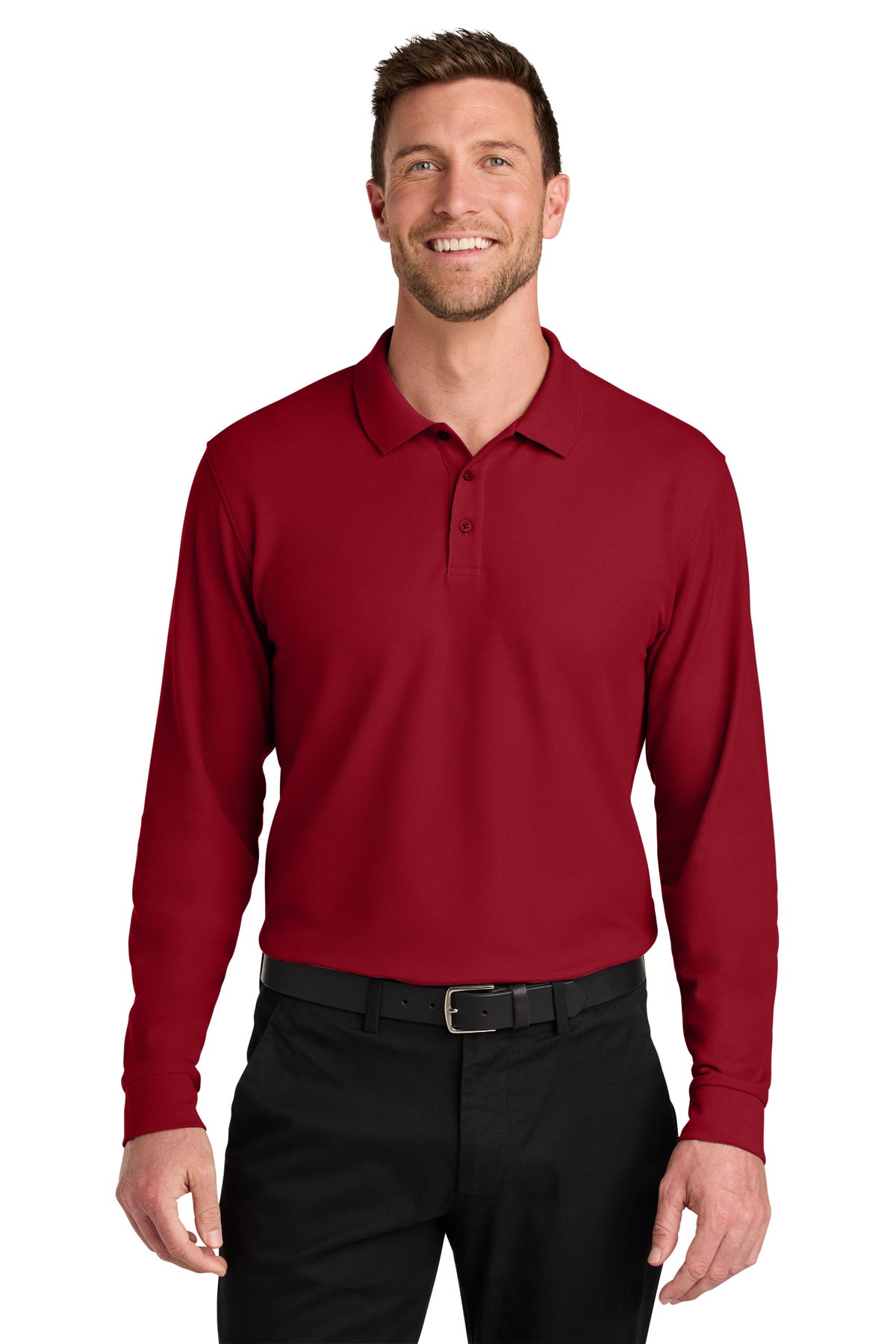 Front View of RichRed Port Authority Wearever Signature Pique Long Sleeve Polo K200LS