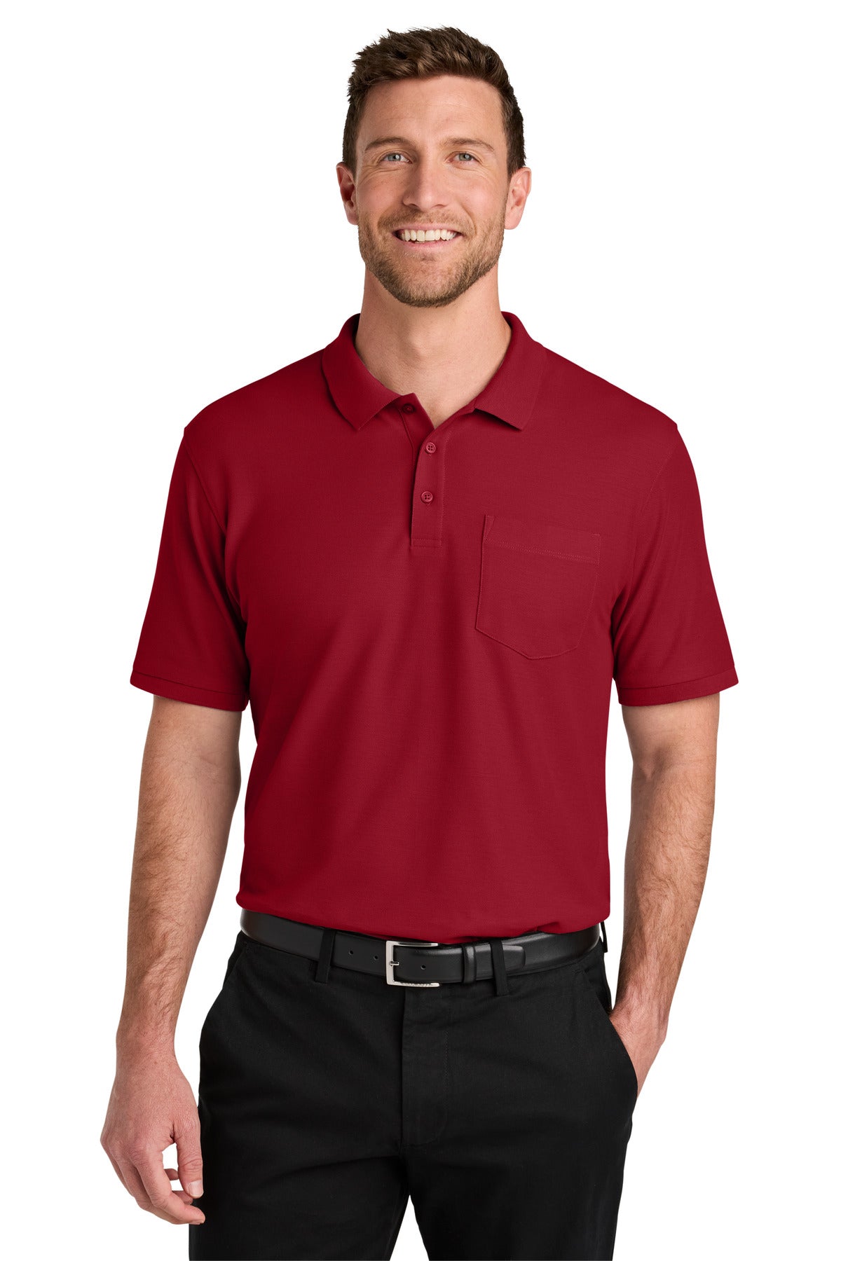 Front View of RichRed Port Authority Wearever Signature Pique Pocket Polo K200P