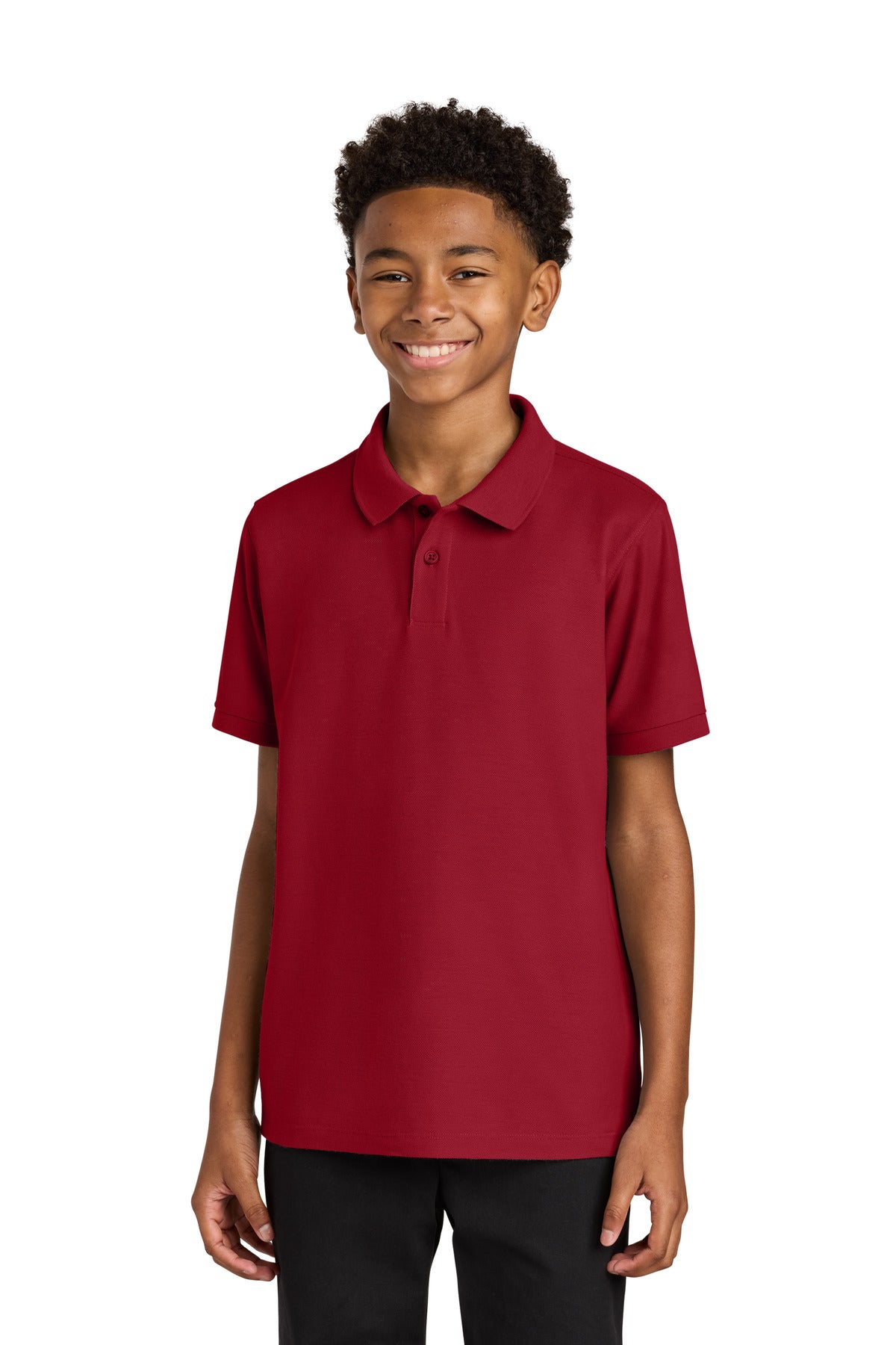 Front View of RichRed Port Authority Youth Wearever Signature Pique Polo Y200