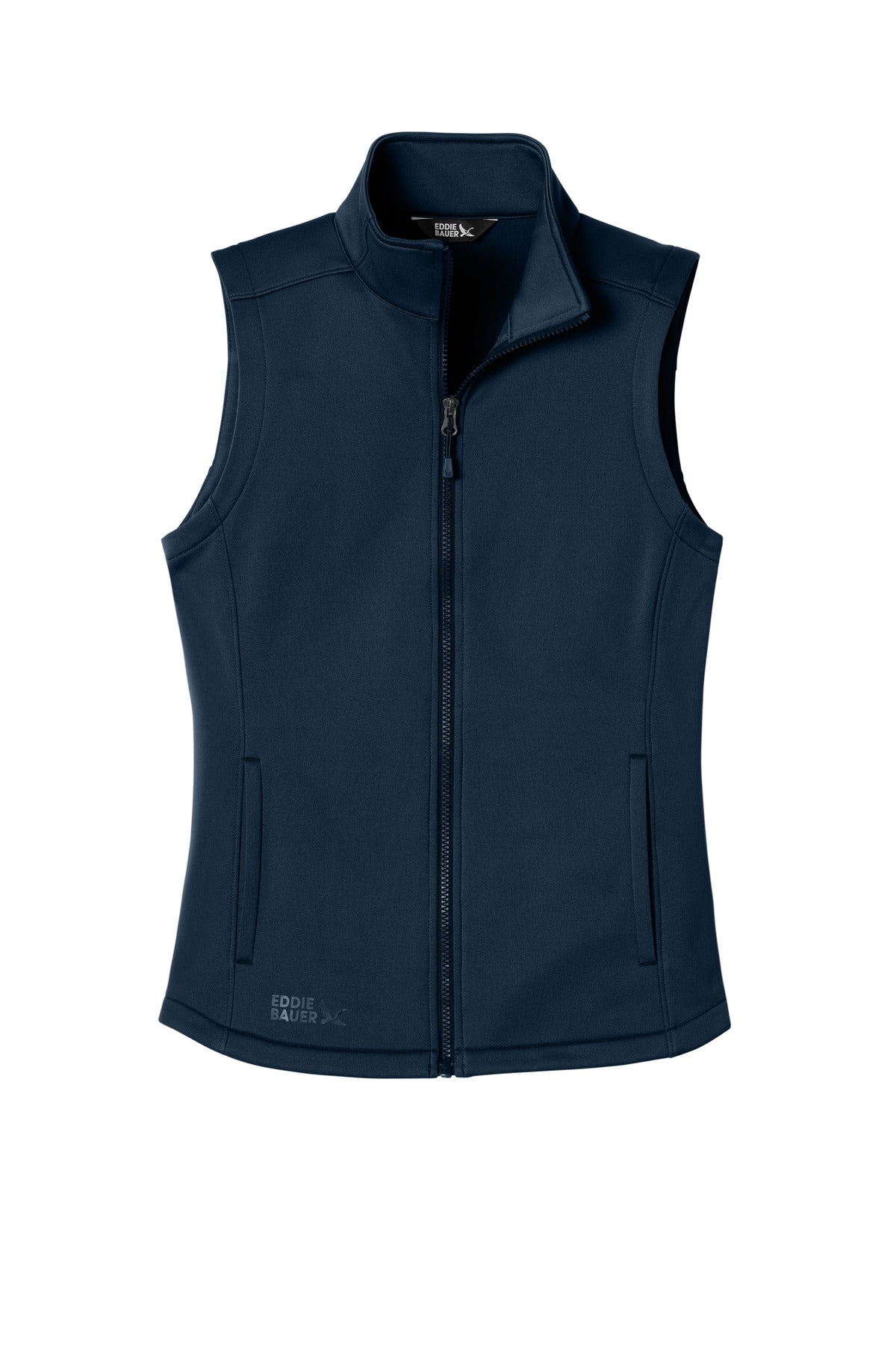 Front View of RiverBlNv Eddie Bauer Women's Smooth Mid Layer Fleece Vest EB2570