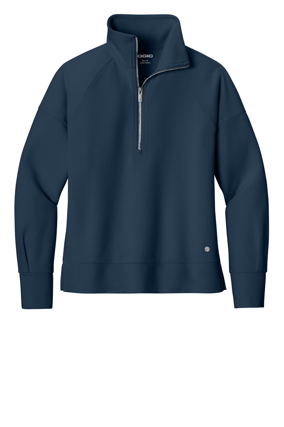 Front View of RiverBlNv OGIO Women's Luuma 1/2-Zip LOG814