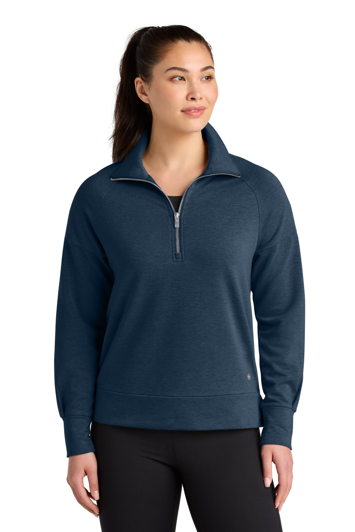 Front View of RiverBlNv OGIO Women's Luuma 1/2-Zip LOG814