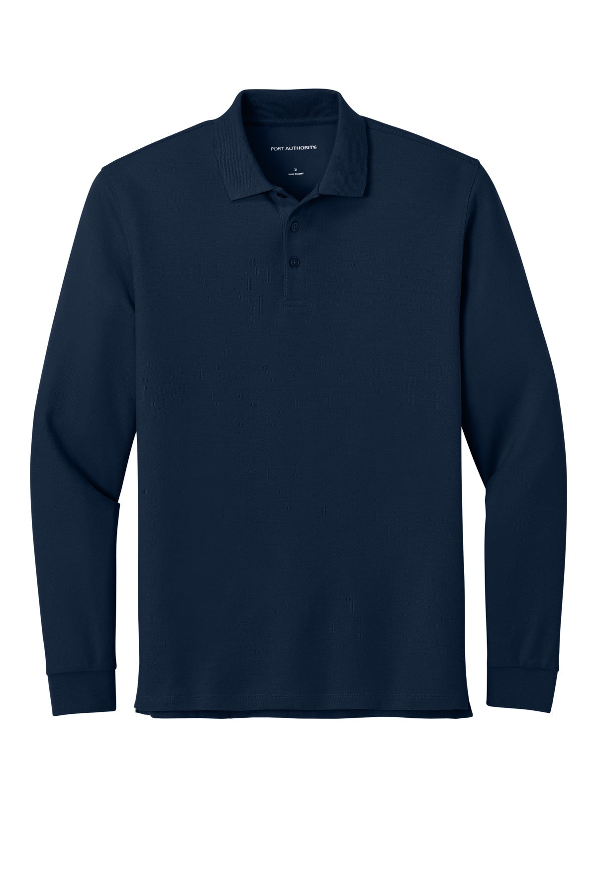 Front View of RiverBlNv Port Authority Wearever Signature Pique Long Sleeve Polo K200LS
