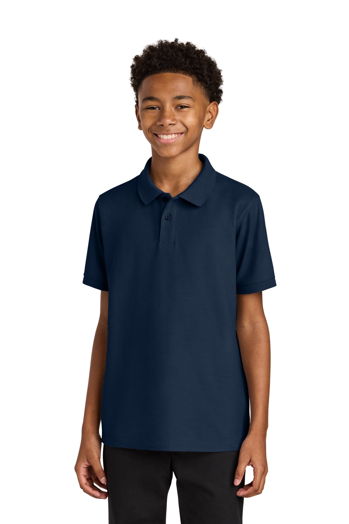 Front View of RiverBlNv Port Authority Youth Wearever Signature Pique Polo Y200