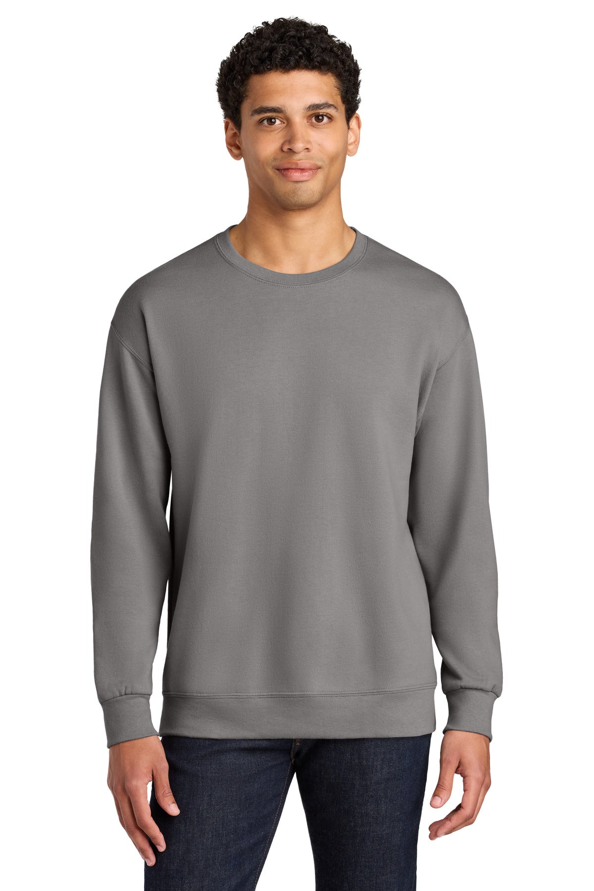 Front View of Rock Jerzees Ultimate Unisex CVC Ring Spun Crewneck Sweatshirt IC48M