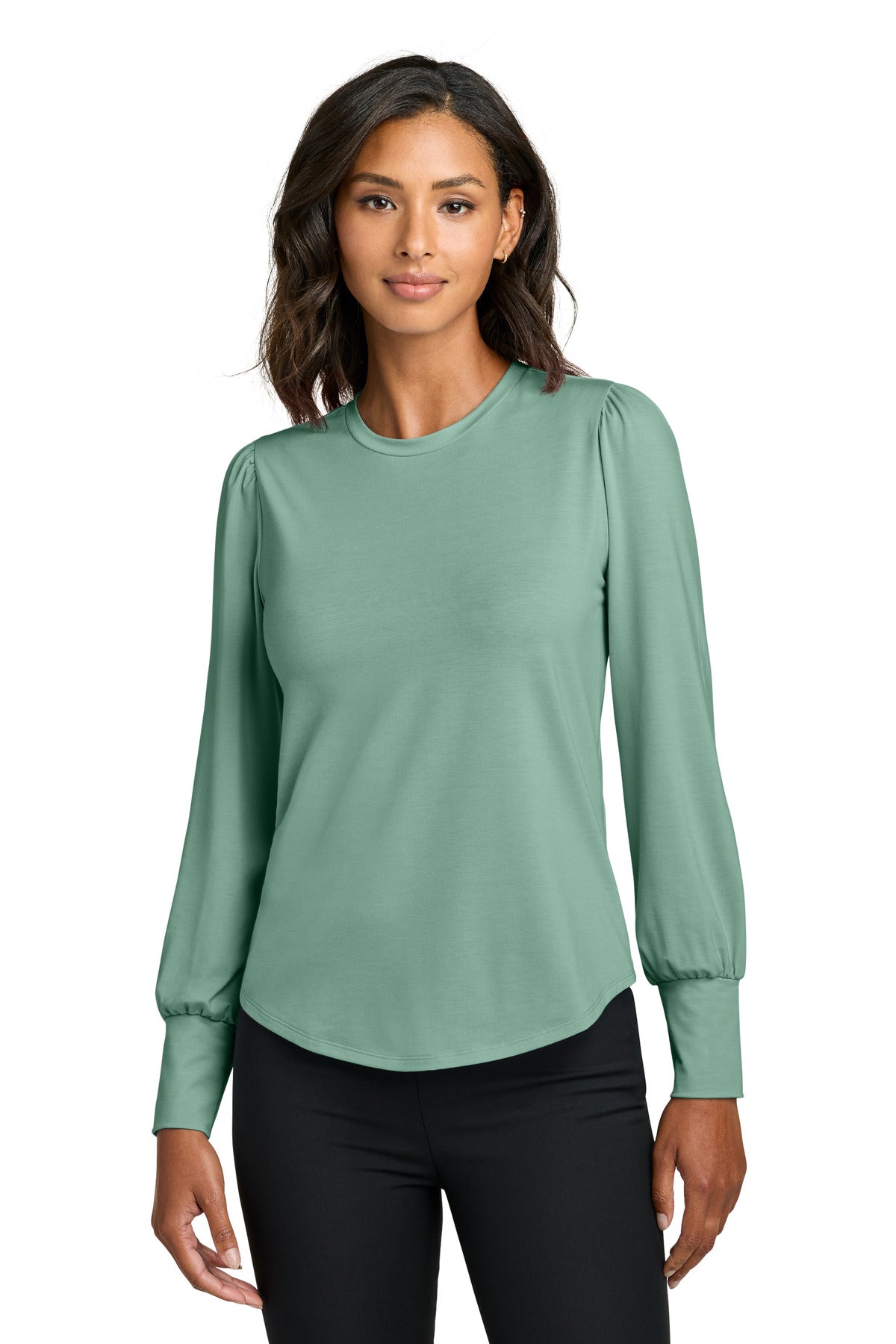 Front View of Sage Mercer+Mettle Women's Stretch Jersey Long Sleeve Blouson Top MM1019