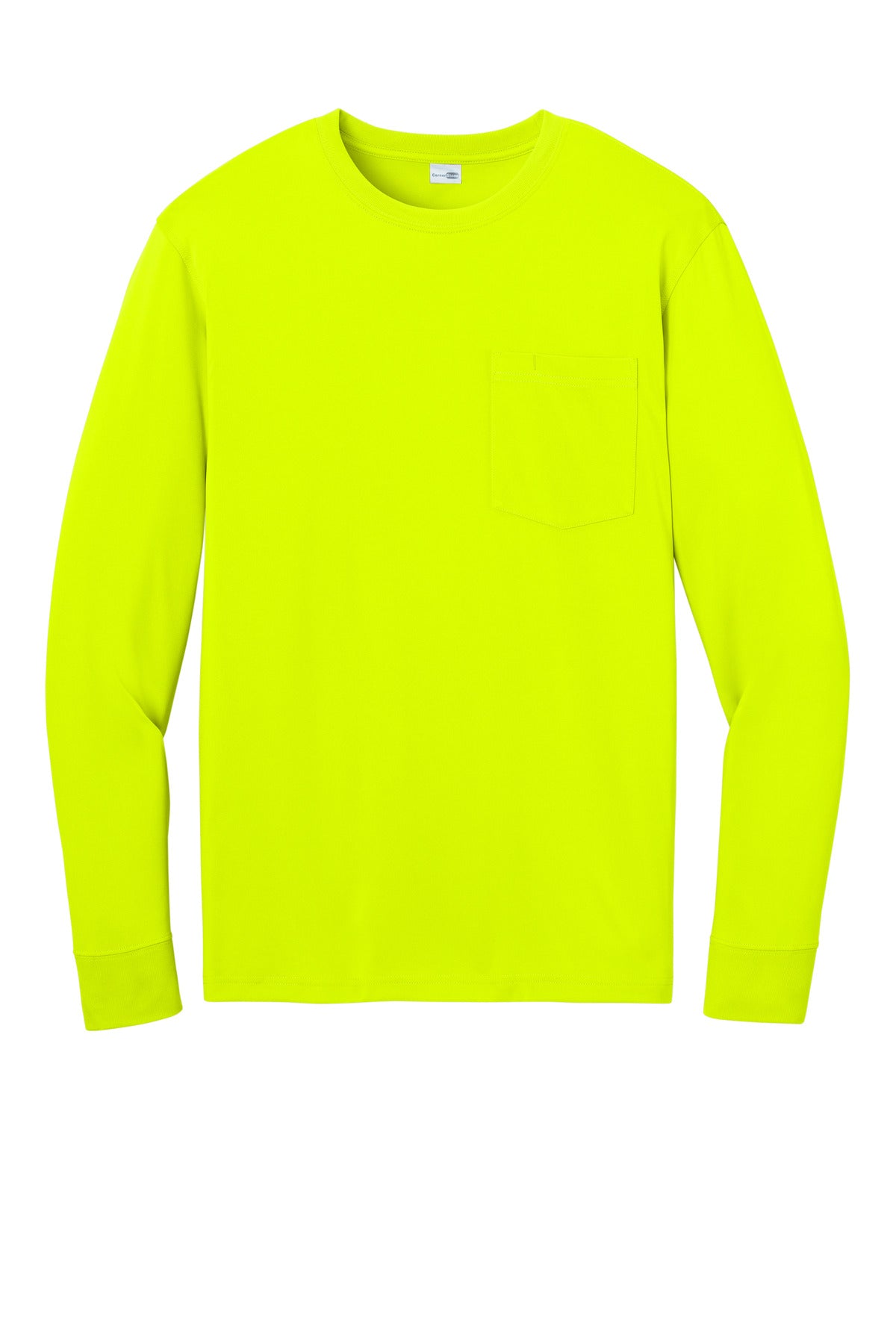 Front View of SftyYellow CornerStone Workwear Pro Long Sleeve Pocket Tee CS440LSP