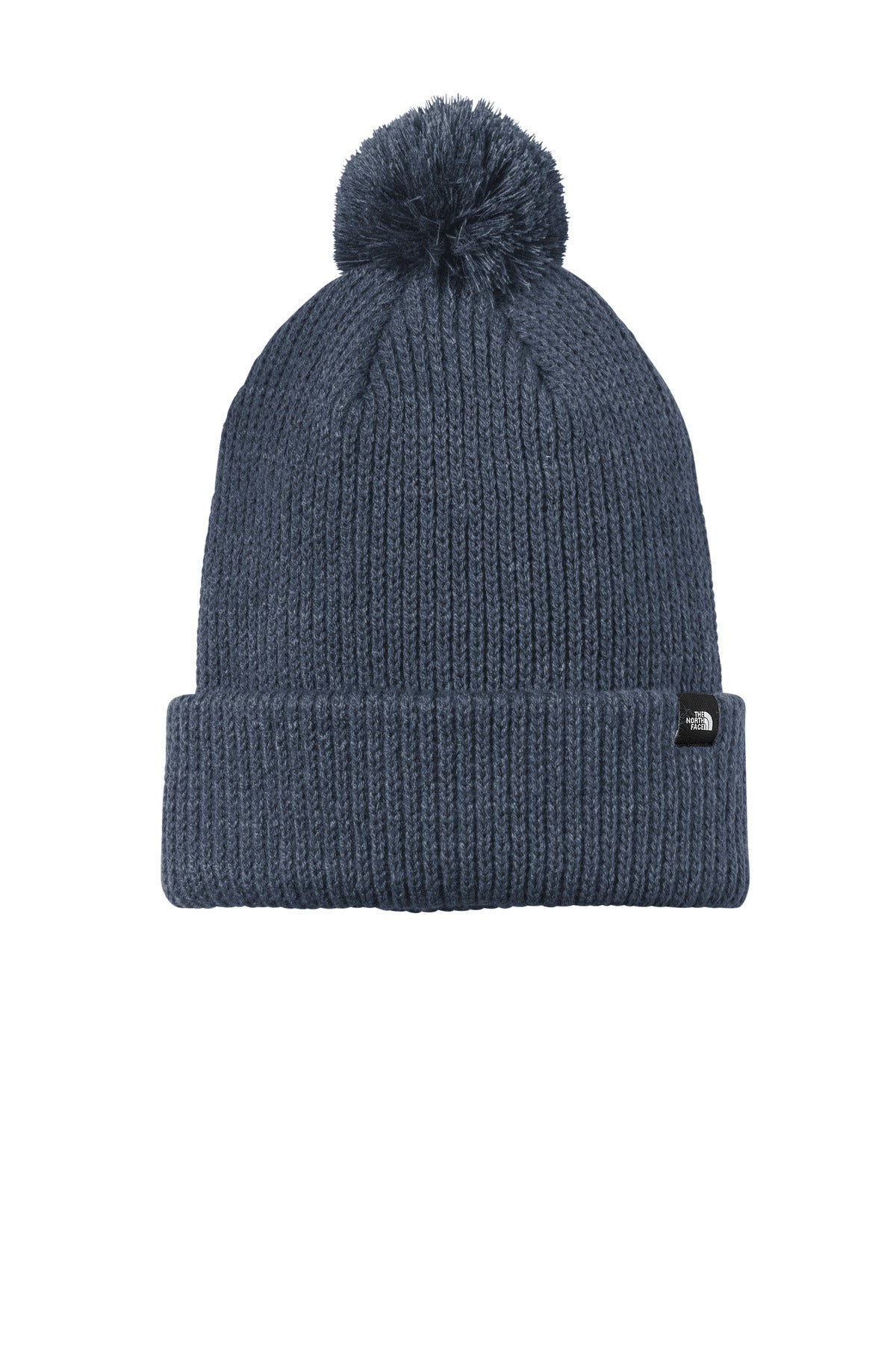 Front View of ShadyBlue DISCONTINUED The North Face Pom Beanie NF0A7RGI