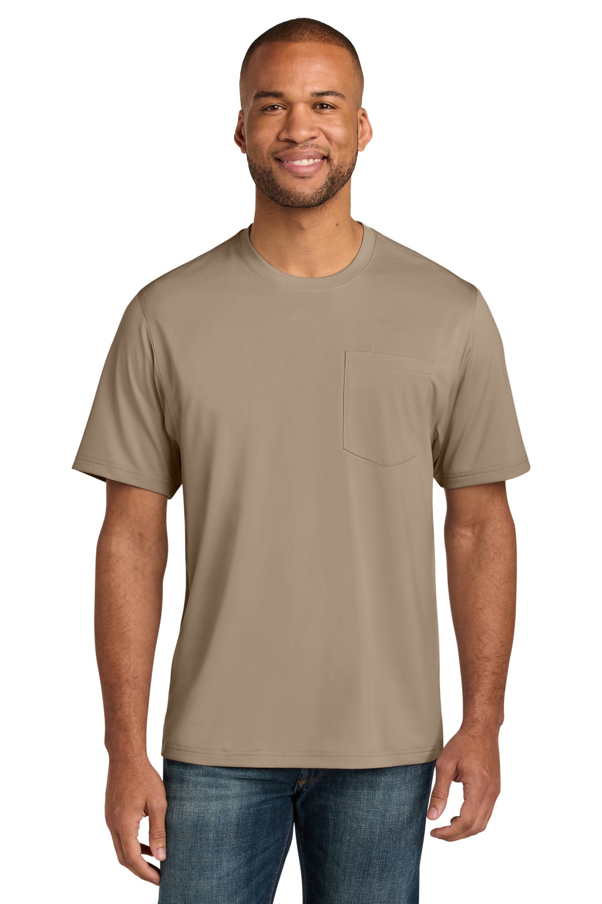 Front View of SilverTan CornerStone Workwear Pro Short Sleeve Pocket Tee CS440P