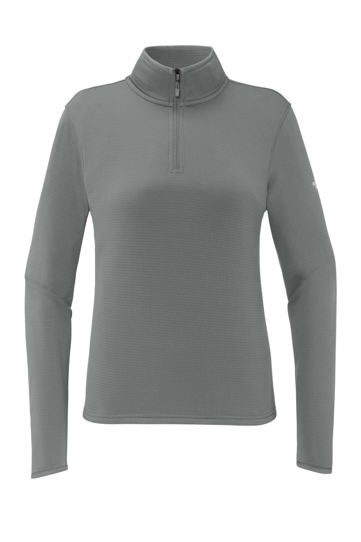 Front View of SmokedPrGy The North Face Women's Aim 1/4-Zip Fleece NF0A8FQK