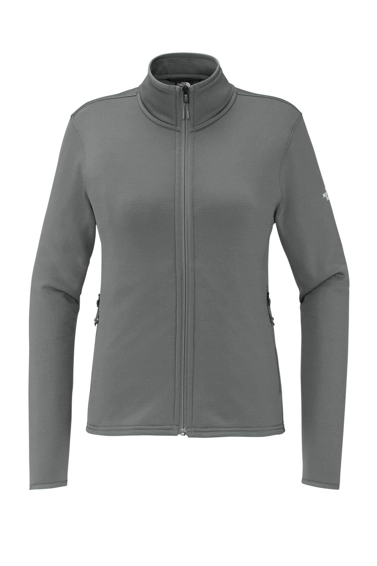 Front View of SmokedPrGy The North Face Women's Aim Full-Zip Fleece Jacket NF0A8FQJ