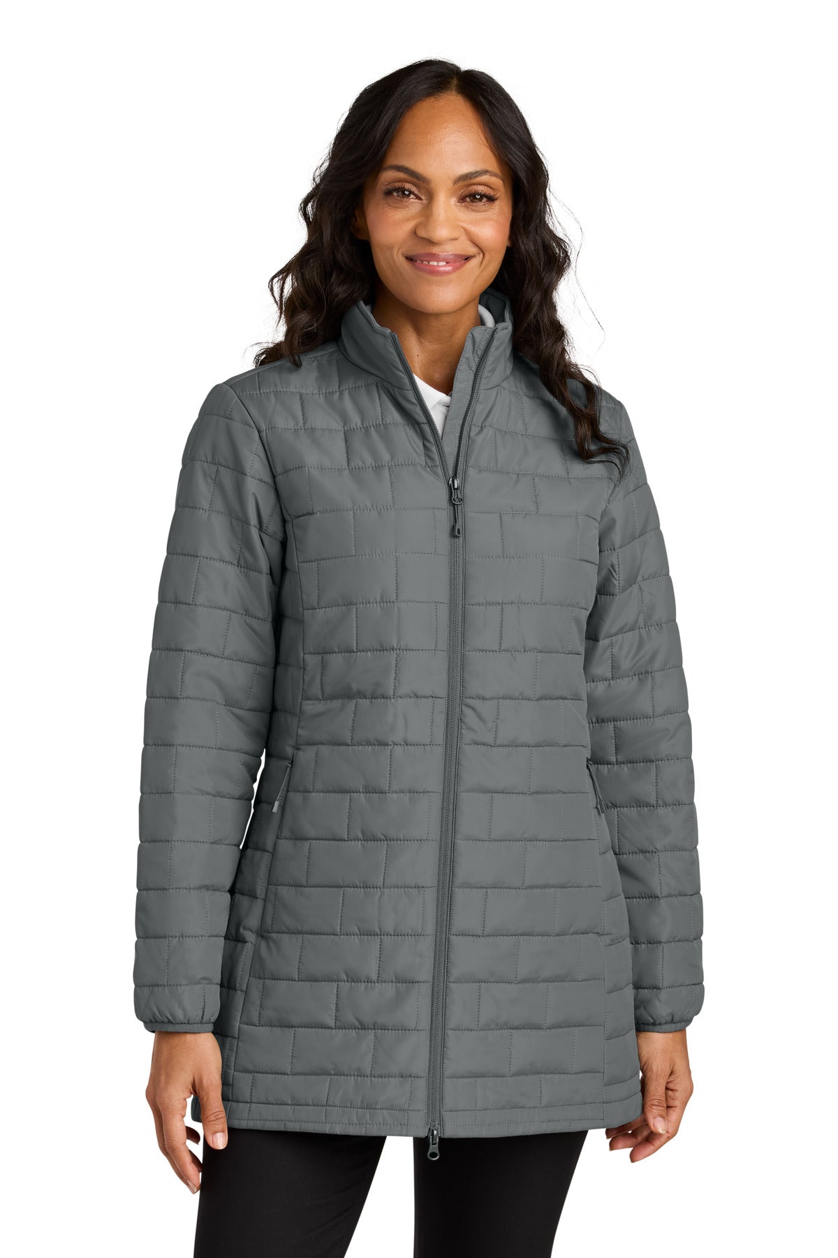 Front View of SmokeGrey Port Authority Women's C-FREE Brick Jacket L854