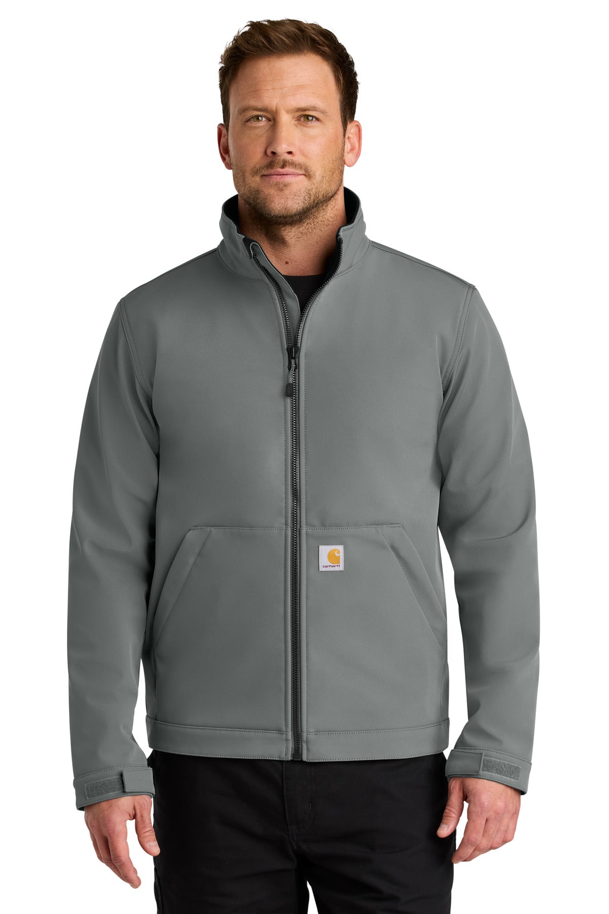 Front View of Steel Carhartt Rain Defender Soft Shell Jacket CT106438