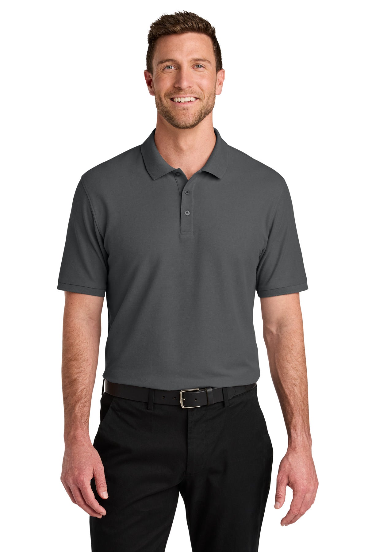 Front View of StormGrey Port Authority Tall Wearever Signature Pique Polo TLK200