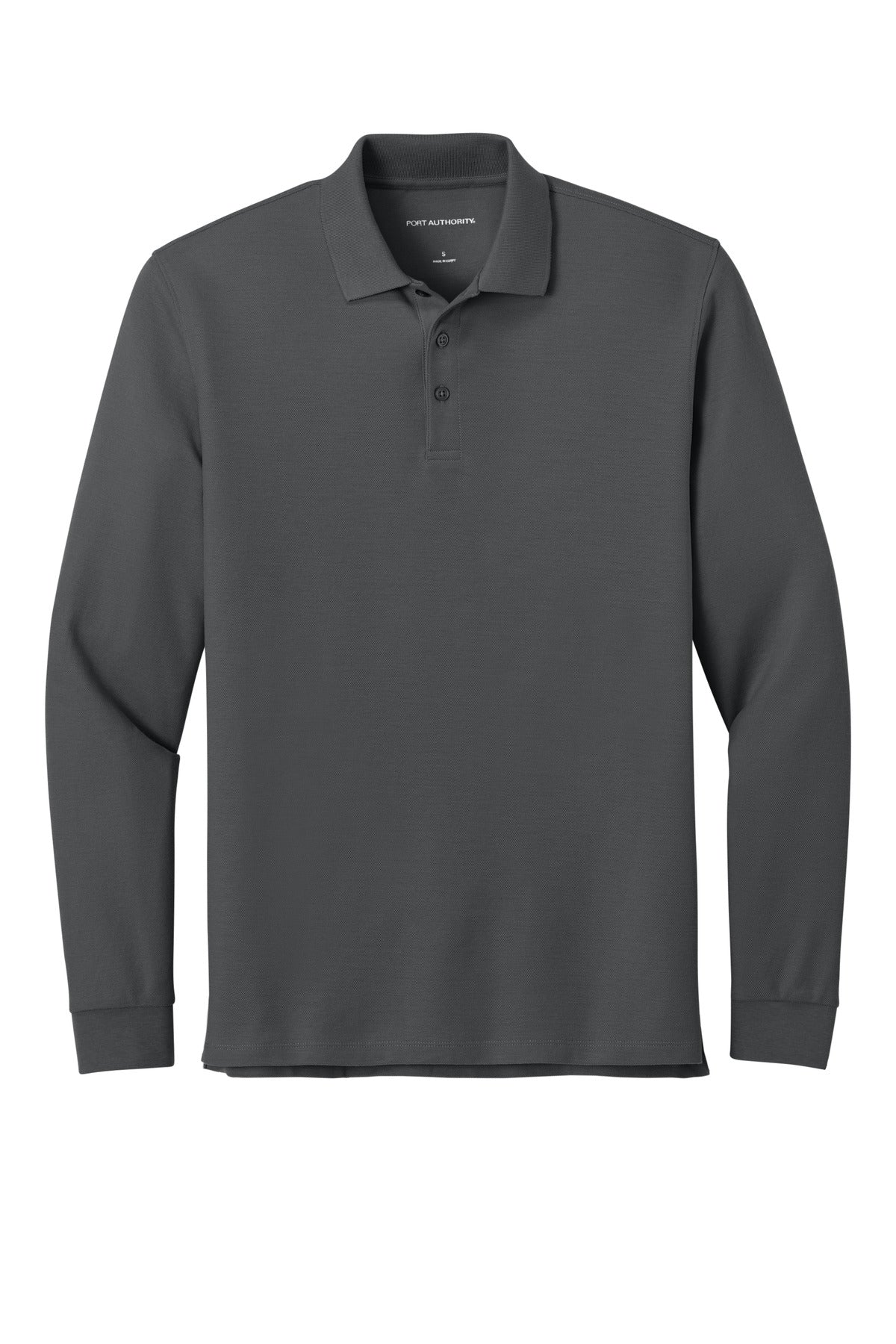 Front View of StormGrey Port Authority Wearever Signature Pique Long Sleeve Polo K200LS