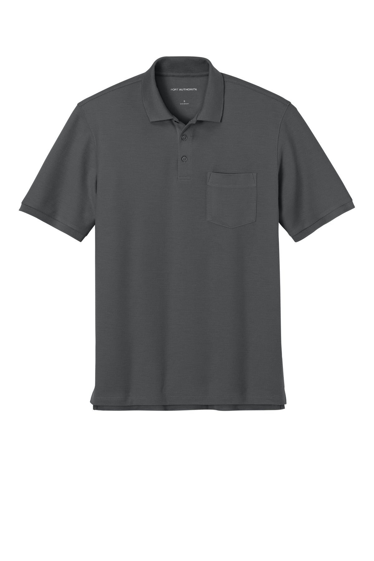 Front View of StormGrey Port Authority Wearever Signature Pique Pocket Polo K200P