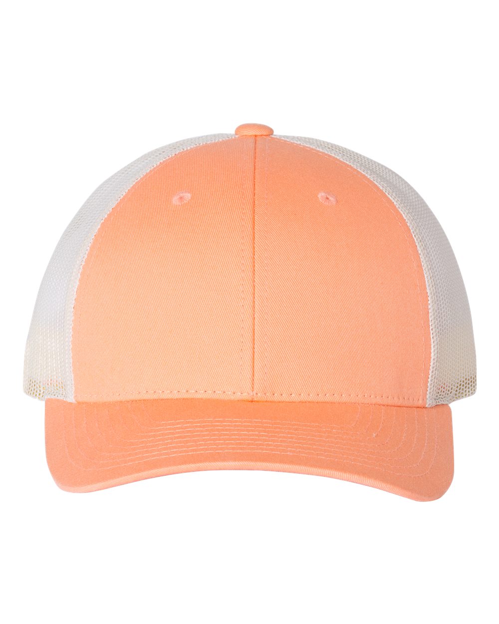 Front View of Sunkissed Peach/ Birch Low Pro Trucker Cap - 115