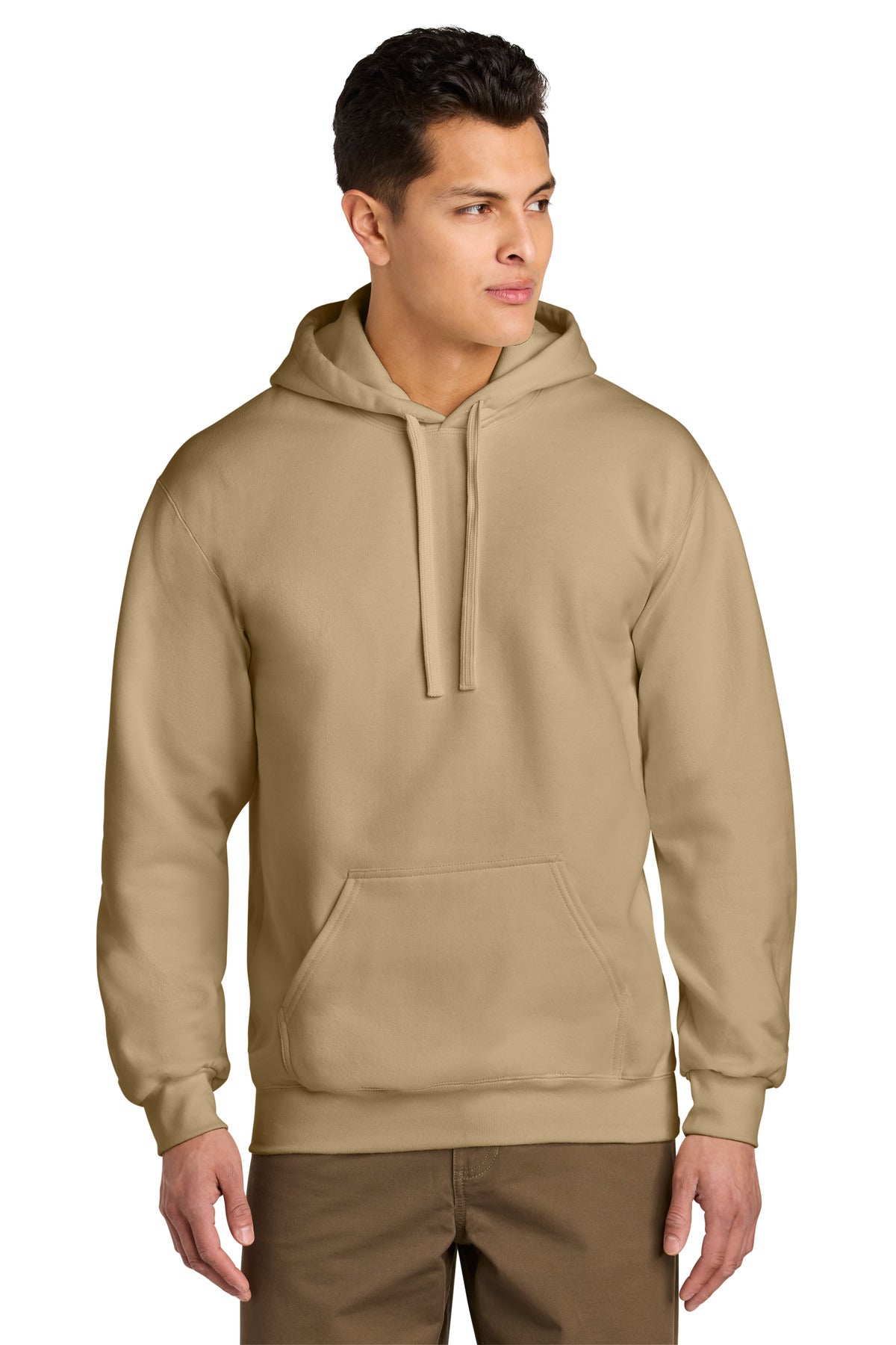 Front View of Tan Gildan Hammer Maxweight Hooded Sweatshirt 19500