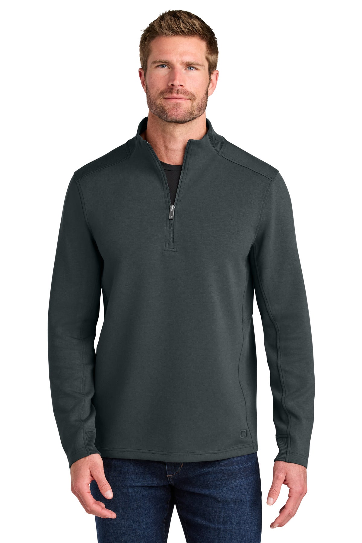 Front View of TarmacGrey OGIO Transcend 1/4-Zip OG861