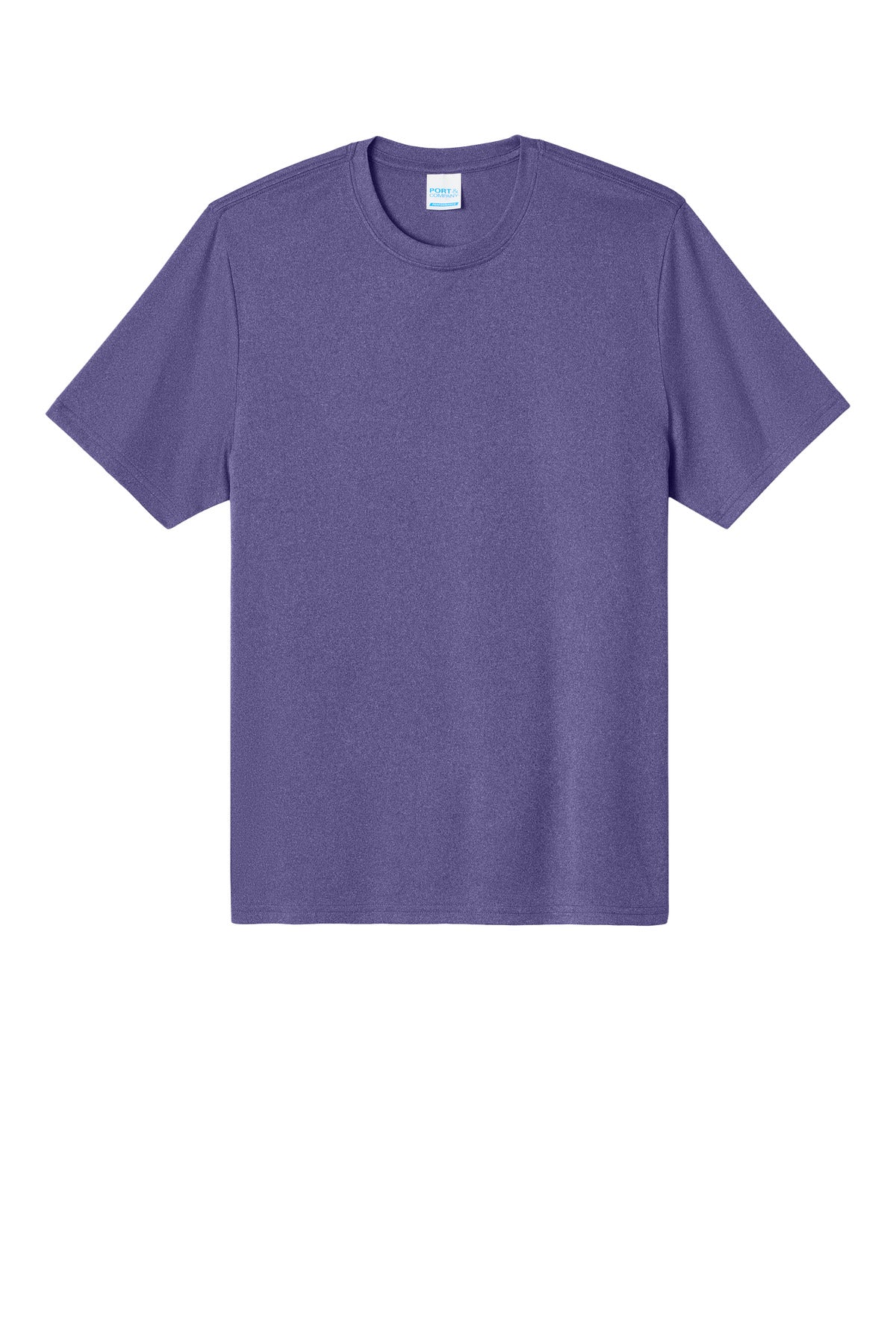 Front View of TmPrpHthr Port & Co Heather Performance Tee PC390