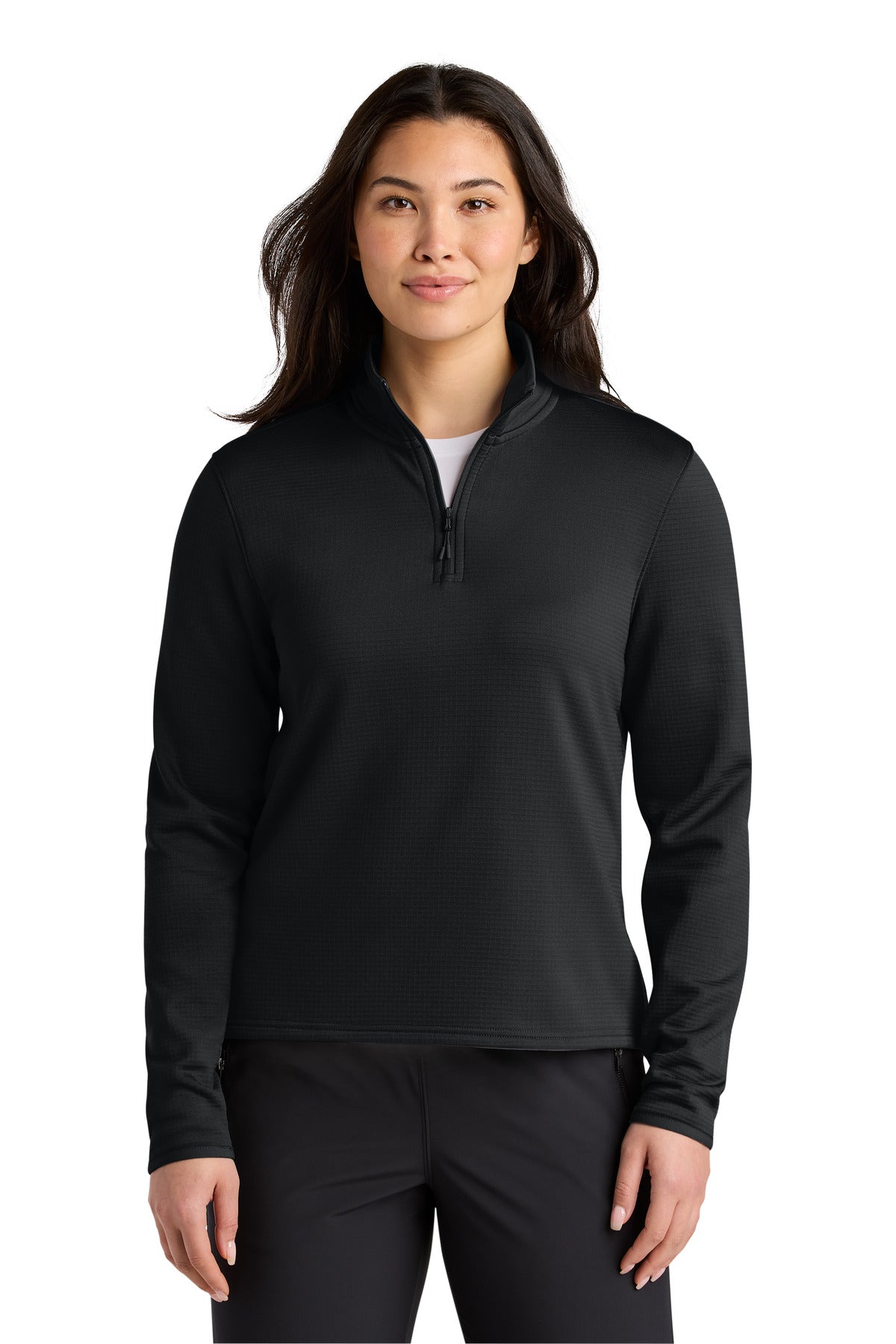 Front View of TNFBlack The North Face Women's Aim 1/4-Zip Fleece NF0A8FQK
