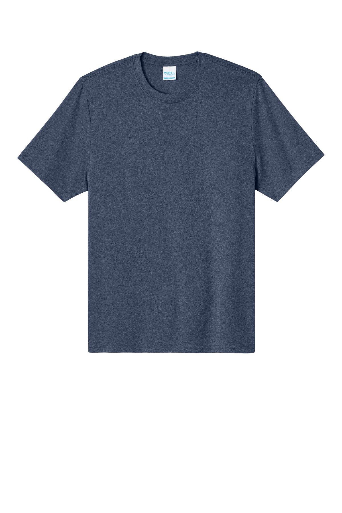 Front View of TrNvyHthr Port & Co Heather Performance Tee PC390