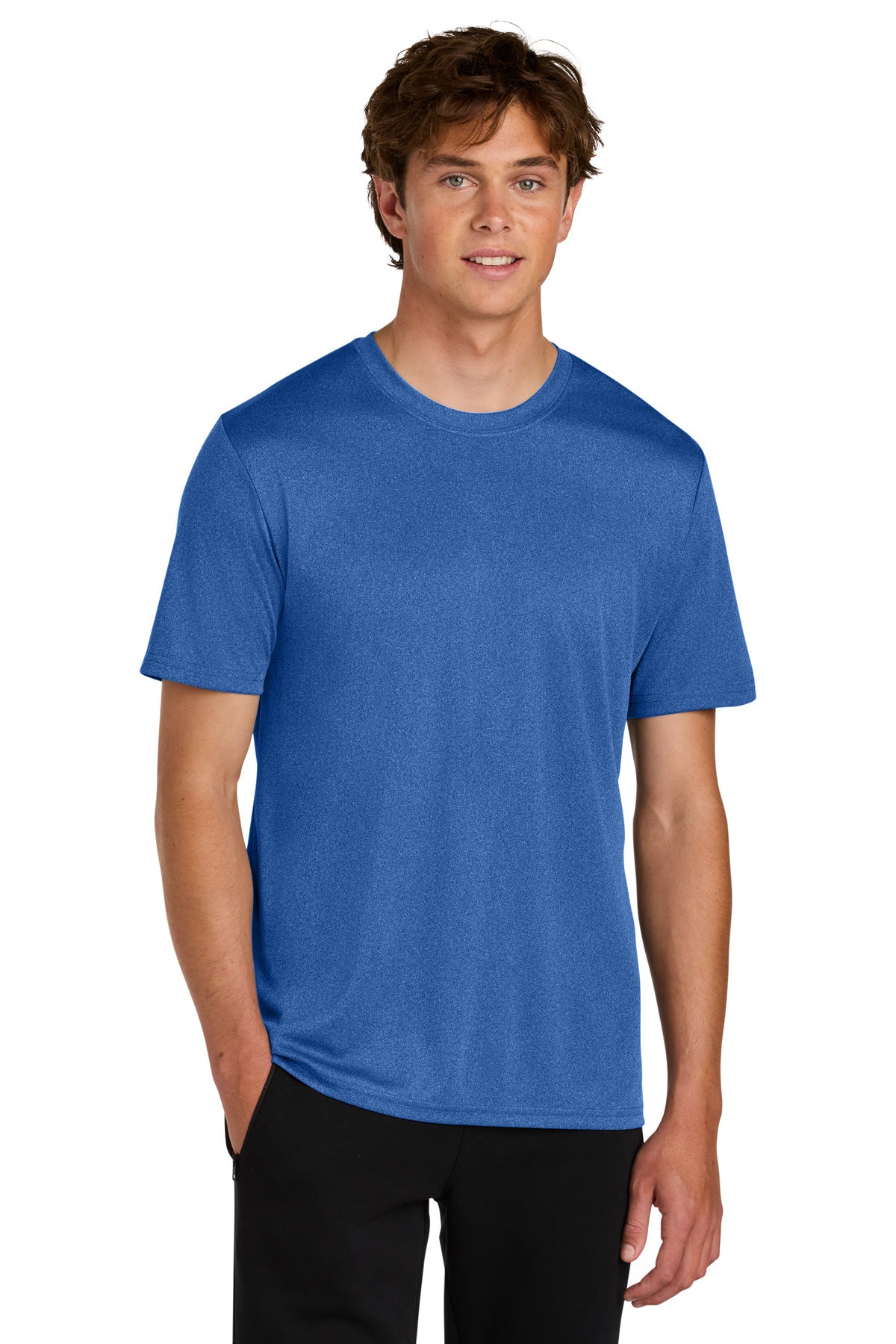 Front View of TRoyHthr Port & Co Heather Performance Tee PC390