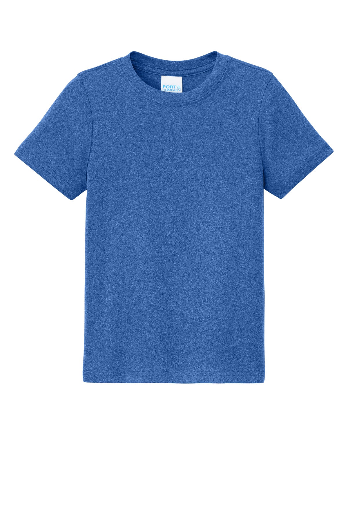 Front View of TRoyHthr Port & Co Youth Heather Performance Tee PC390Y